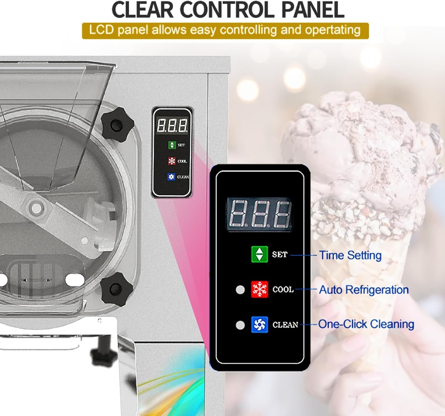 Kolice Commercial Small Countertop Gelato Hard Ice Cream Machine, Desktop hard ice cream maker for small business Kolice Commercial Small Countertop Gelato Hard Ice Cream Machine, Desktop hard ice cream maker for small business