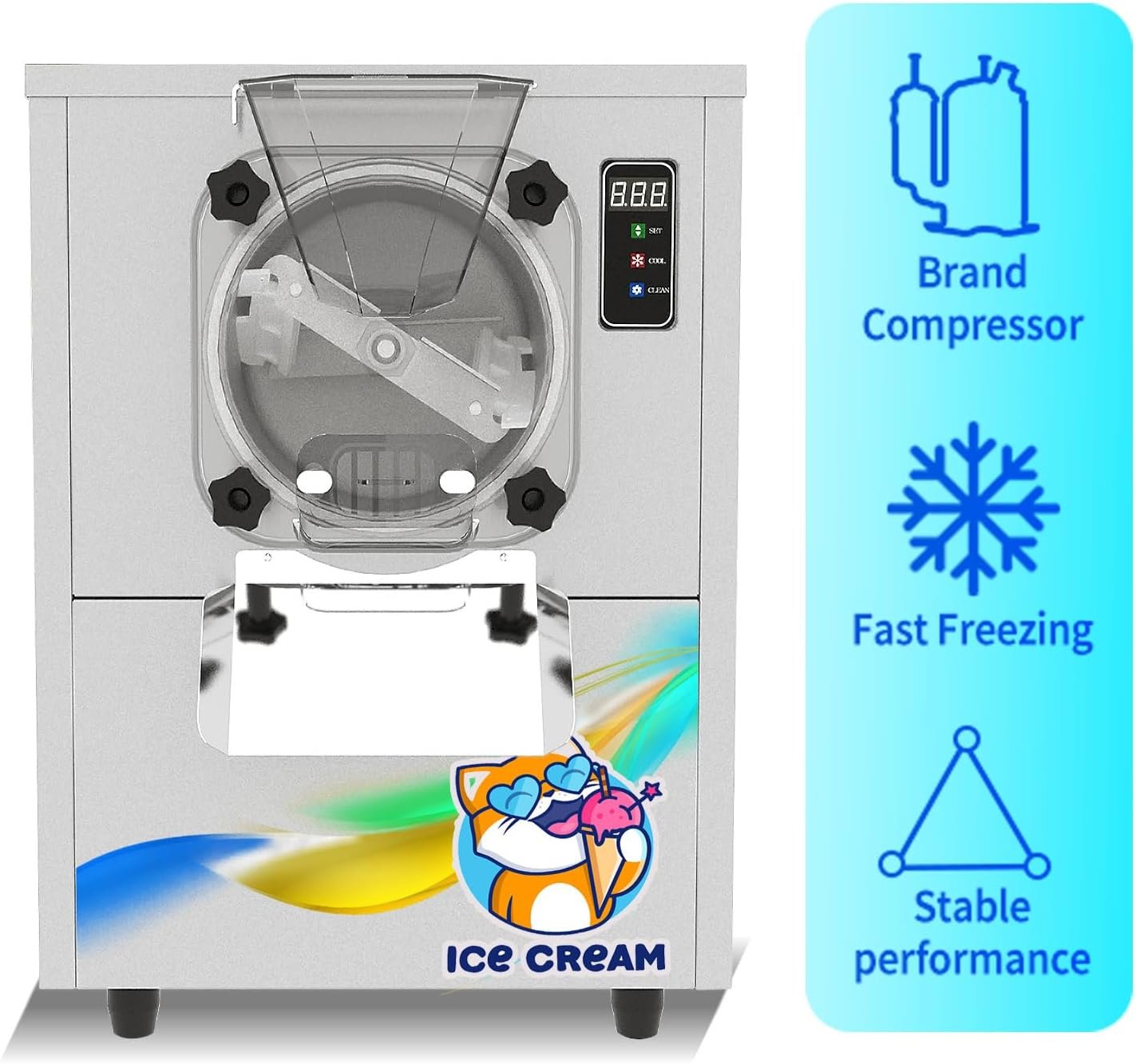 Kolice Commercial Small Countertop Gelato Hard Ice Cream Machine, Desktop hard ice cream maker for small business Kolice Commercial Small Countertop Gelato Hard Ice Cream Machine, Desktop hard ice cream maker for small business