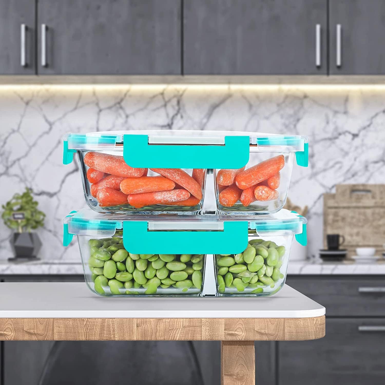 KOMUEE 10 Packs 30oz Glass Meal Prep Containers 2 Compartments,Glass Food Storage Containers with Lids,Airtight Glass Lunch Bento Boxes,BPA Free,Oven,Freezer and Dishwasher Safe, Green KOMUEE 10 Packs 30oz Glass Meal Prep Containers 2 Compartments,Glass Food Storage Containers with Lids,Airtight Glass Lunch Bento Boxes,BPA Free,Oven,Freezer and Dishwasher Safe, Green