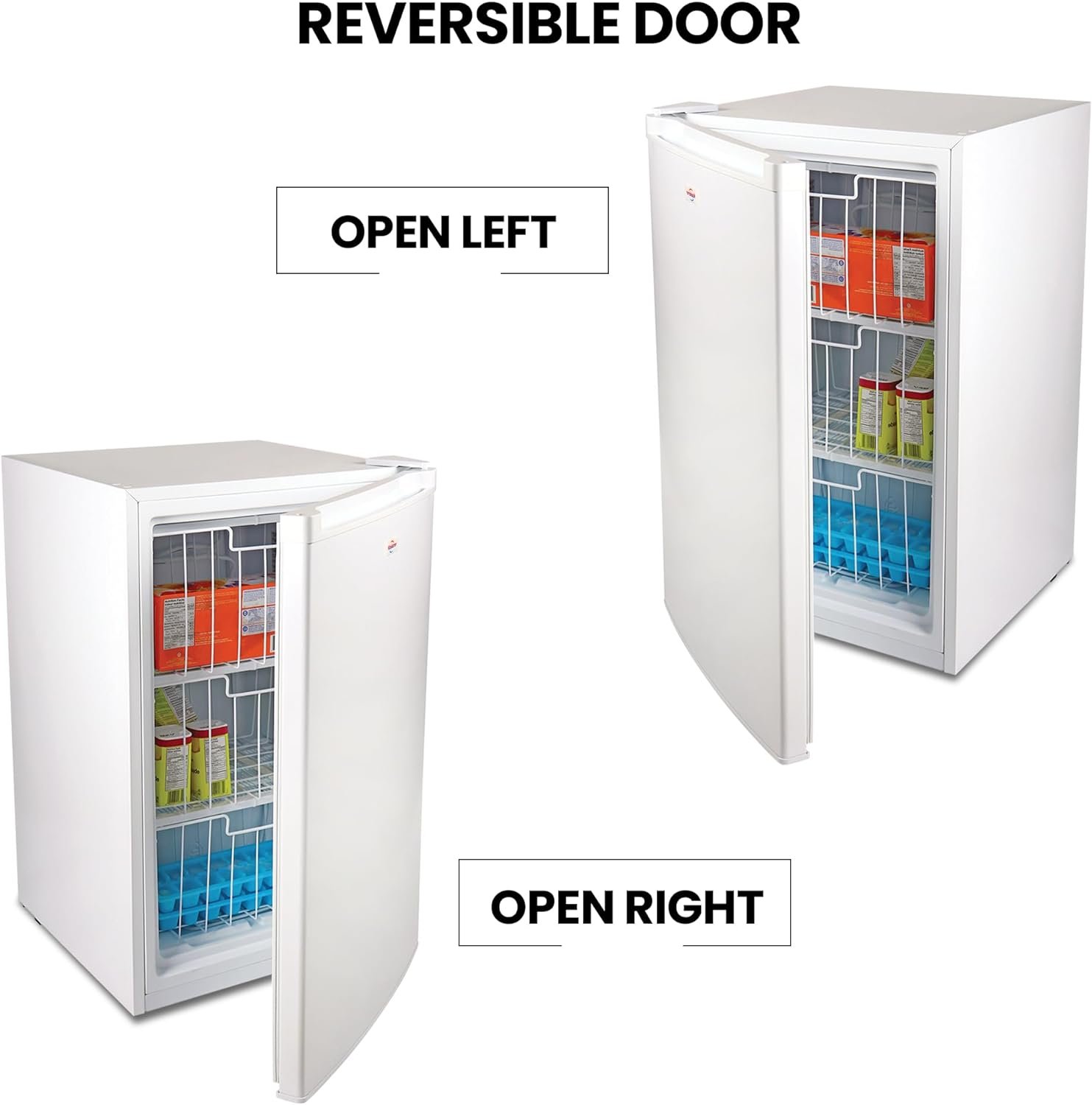Koolatron Compact Upright Freezer, 3.1 cu ft (88L), White, Manual Defrost Design, Space-Saving Flat Back, Reversible Door, 3 Pull-Out Basket Shelves, for Apartment, Condo, Cottage Koolatron Compact Upright Freezer, 3.1 cu ft (88L), White, Manual Defrost Design, Space-Saving Flat Back, Reversible Door, 3 Pull-Out Basket Shelves, for Apartment, Condo, Cottage