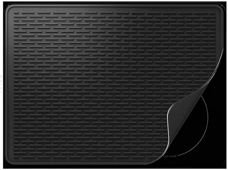 KPUY Premium Silicone Electric Stove Top Cover for Electric Stove - 28 x 20 Extra-Large Non-Slip Silicone Dish Drying Mat for Kitchen, Ceramic Glass Cooktop Protector, Non-Slip (Black)