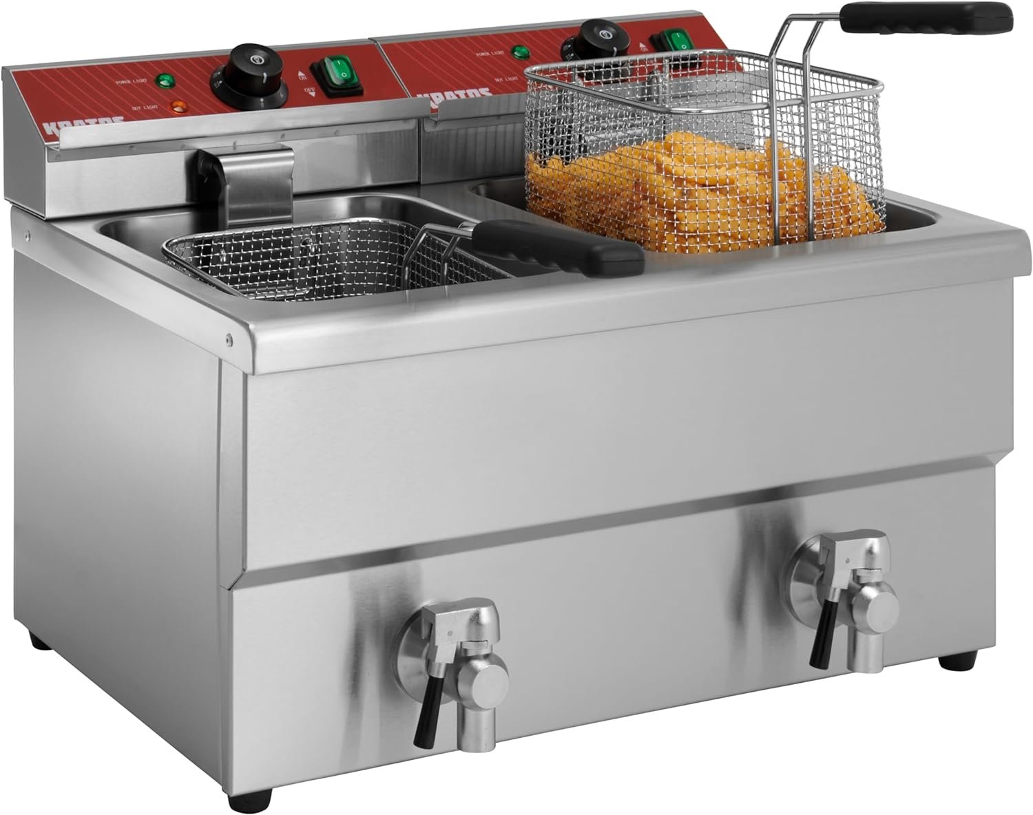 Kratos 29Y-016 Dual Tank 30 lb. Commercial Electric Countertop Fryer - 208/240V, 5400/7200W