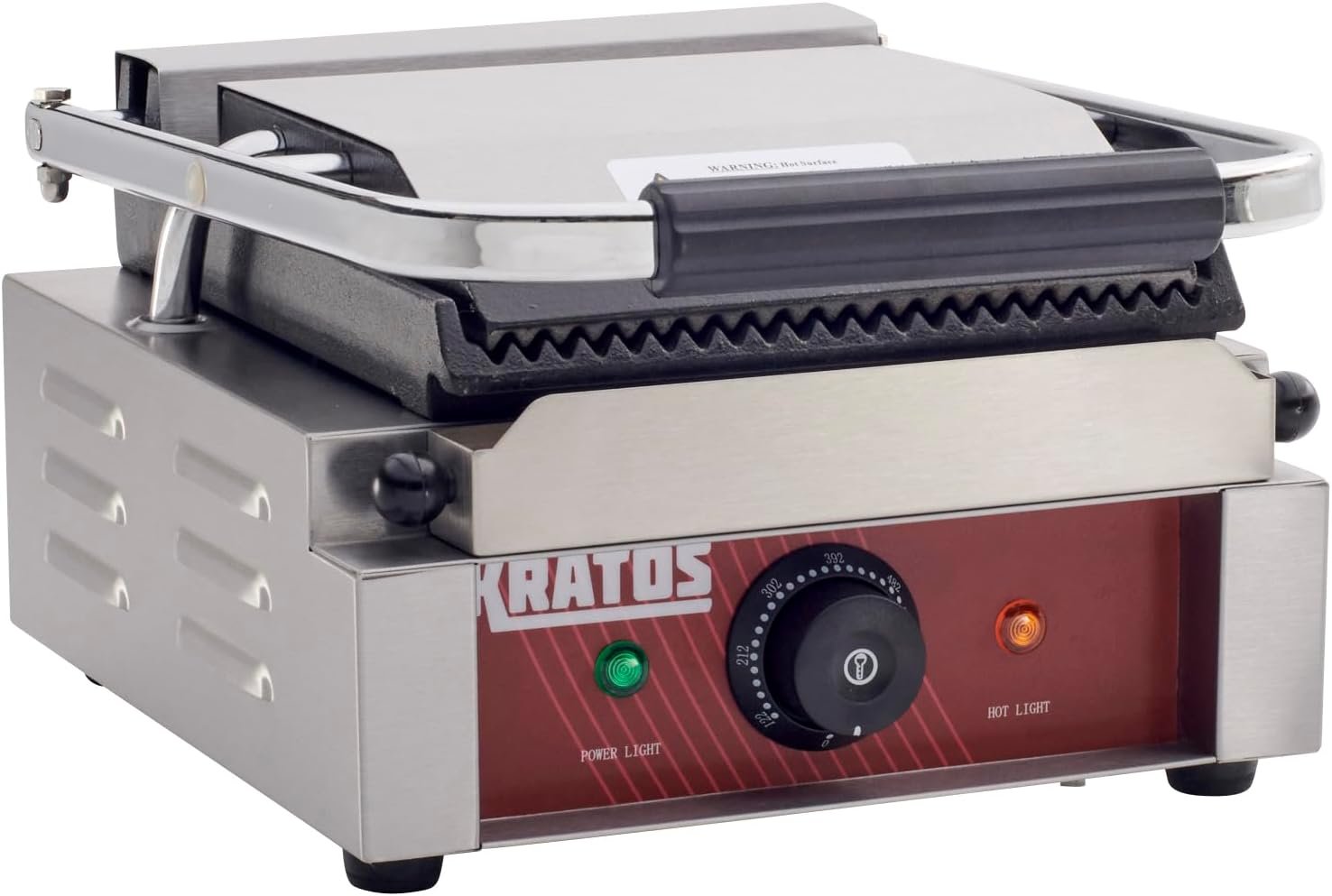 Kratos 29Y-017 Commercial Panini Sandwich Grill with Grooved Plates, 9 x 9 Cooking Surface, 120V Kratos 29Y-017 Commercial Panini Sandwich Grill with Grooved Plates, 9 x 9 Cooking Surface, 120V