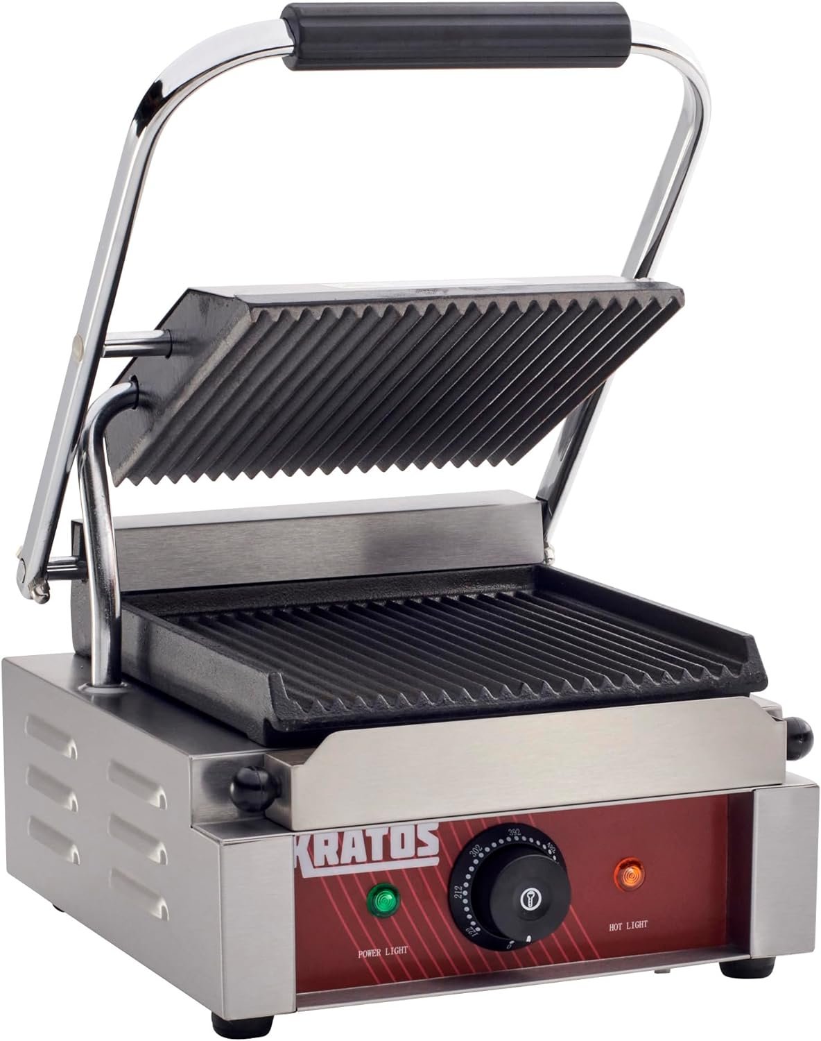 Kratos 29Y-017 Commercial Panini Sandwich Grill with Grooved Plates, 9 x 9 Cooking Surface, 120V Kratos 29Y-017 Commercial Panini Sandwich Grill with Grooved Plates, 9 x 9 Cooking Surface, 120V