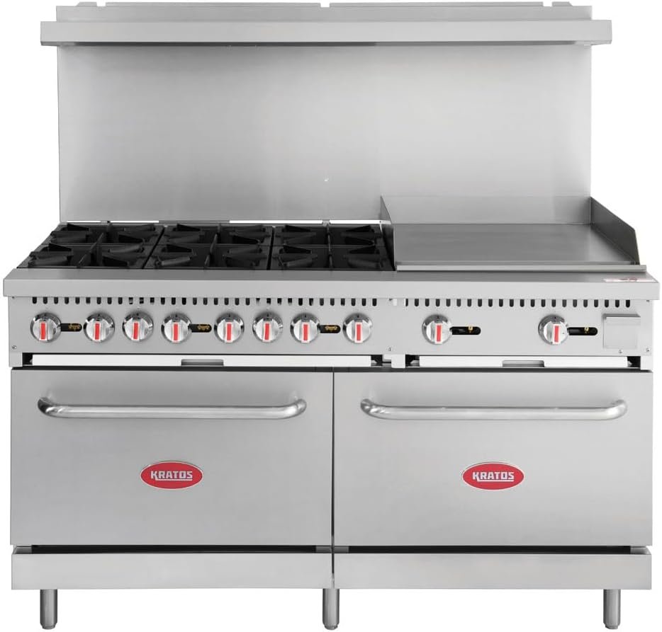 Kratos 29Y-046-NAT 60 Gas Range, 6 Burners, 280,000 BTU Output, 24 Griddle, Natural Gas