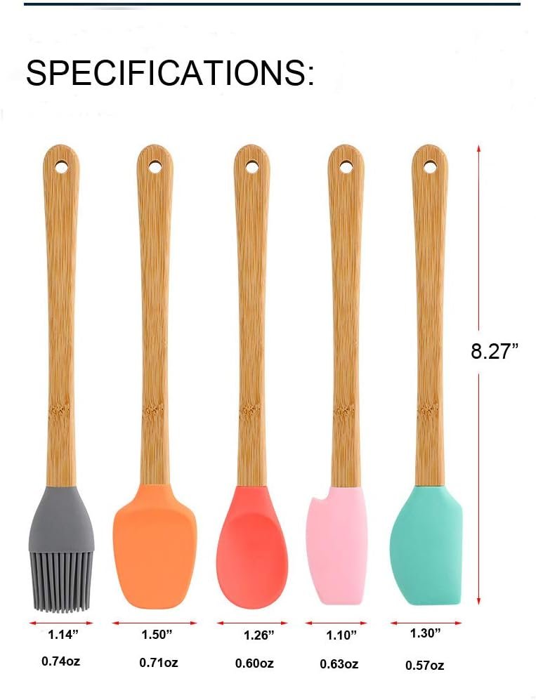 KSENDALO Silicone Small Spatulas Set of 5, Small Rubber Spatulas for Scraping, Cooking, Baking and Mixing for Kitchen Use KSENDALO Silicone Small Spatulas Set of 5, Small Rubber Spatulas for Scraping, Cooking, Baking and Mixing for Kitchen Use
