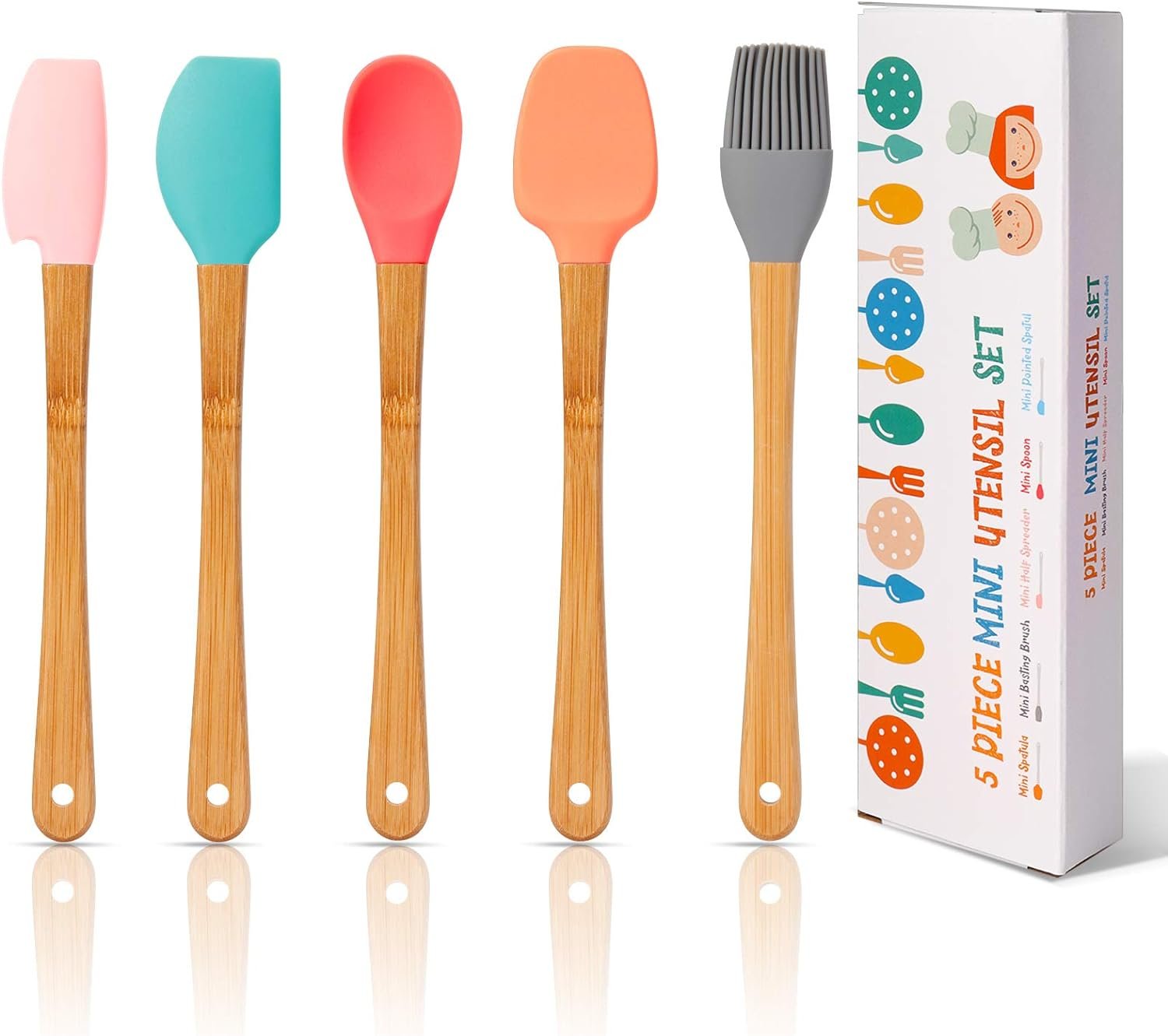 KSENDALO Silicone Small Spatulas Set of 5, Small Rubber Spatulas for Scraping, Cooking, Baking and Mixing for Kitchen Use KSENDALO Silicone Small Spatulas Set of 5, Small Rubber Spatulas for Scraping, Cooking, Baking and Mixing for Kitchen Use