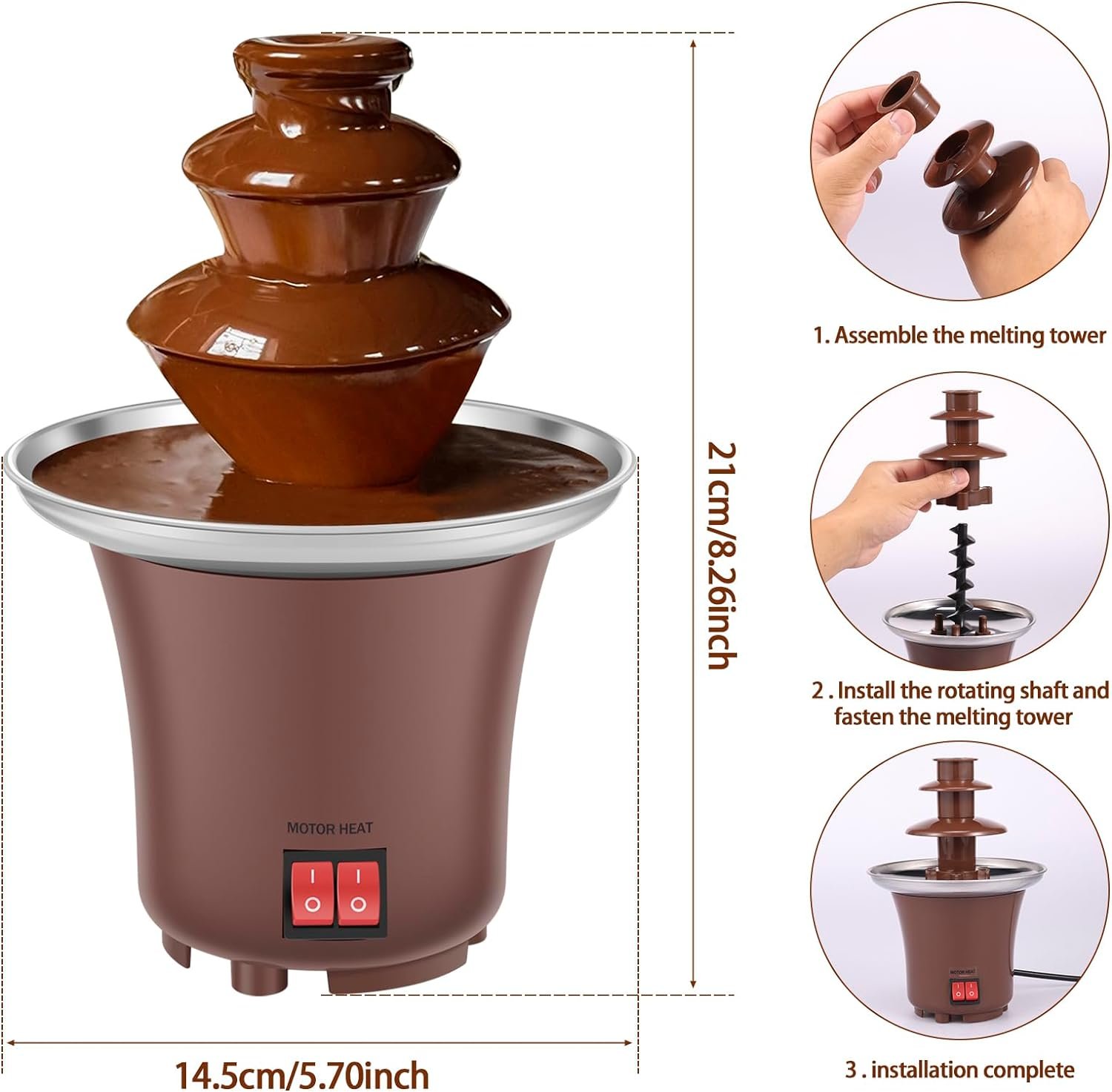 ktzctpca-chocolate-fondue-fountain-3-tier-10oz-electric-chocolate-fountain-machine-auto-off-cheese-fountain-machine-remo - Cooking Appliance World