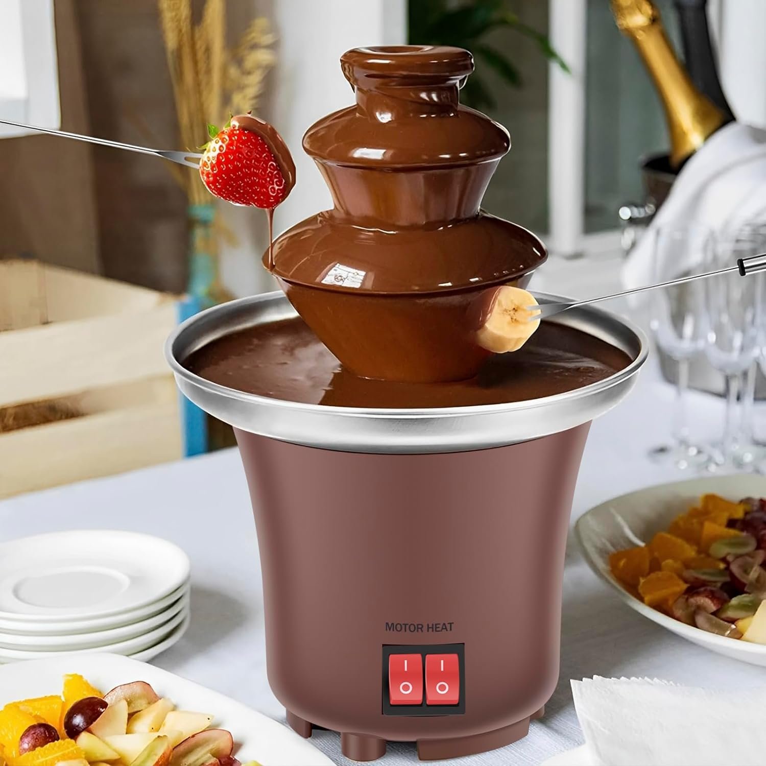 KTZCTPCA Chocolate Fondue Fountain, 3 Tier 10oz Electric Chocolate Fountain Machine, Auto Off Cheese Fountain Machine Removable Fountain Melting Machine, Stainless Steel Chocolate Melt Fondue Machine KTZCTPCA Chocolate Fondue Fountain, 3 Tier 10oz Electric Chocolate Fountain Machine, Auto Off Cheese Fountain Machine Removable Fountain Melting Machine, Stainless Steel Chocolate Melt Fondue Machine