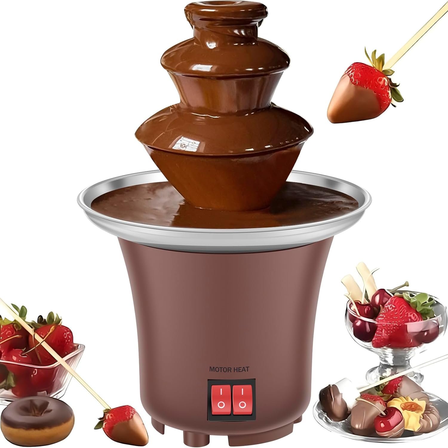 KTZCTPCA Chocolate Fondue Fountain, 3 Tier 10oz Electric Chocolate Fountain Machine, Auto Off Cheese Fountain Machine Removable Fountain Melting Machine, Stainless Steel Chocolate Melt Fondue Machine KTZCTPCA Chocolate Fondue Fountain, 3 Tier 10oz Electric Chocolate Fountain Machine, Auto Off Cheese Fountain Machine Removable Fountain Melting Machine, Stainless Steel Chocolate Melt Fondue Machine