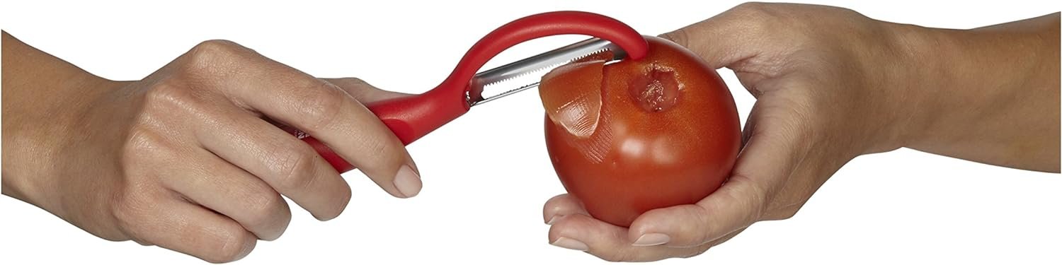 Kuhn Rikon Serrated Piranha “Swivel” Peeler 7.25” Red Kuhn Rikon Serrated Piranha “Swivel” Peeler 7.25” Red