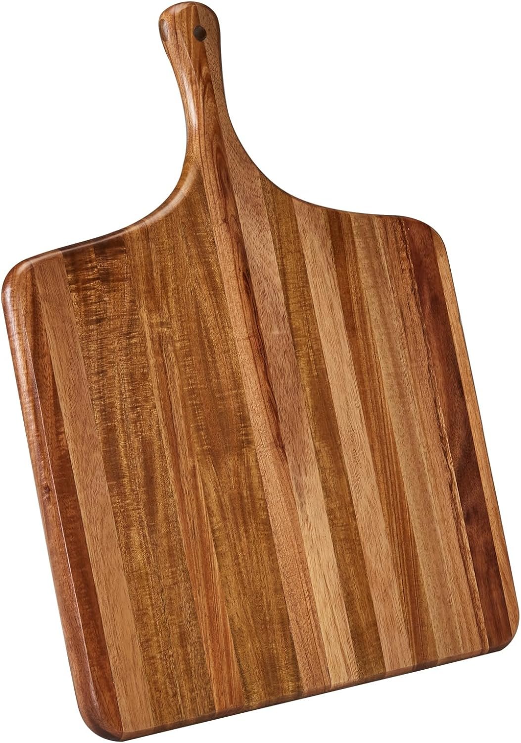 Large Acacia Wood Cutting Board with Handle - Wooden Charcuterie Board, Chopping Board for Kitchen, Meat, Cheese, Vegetable, Fruit and Snack Board, Decorative Serving Board for Counter, 17x13