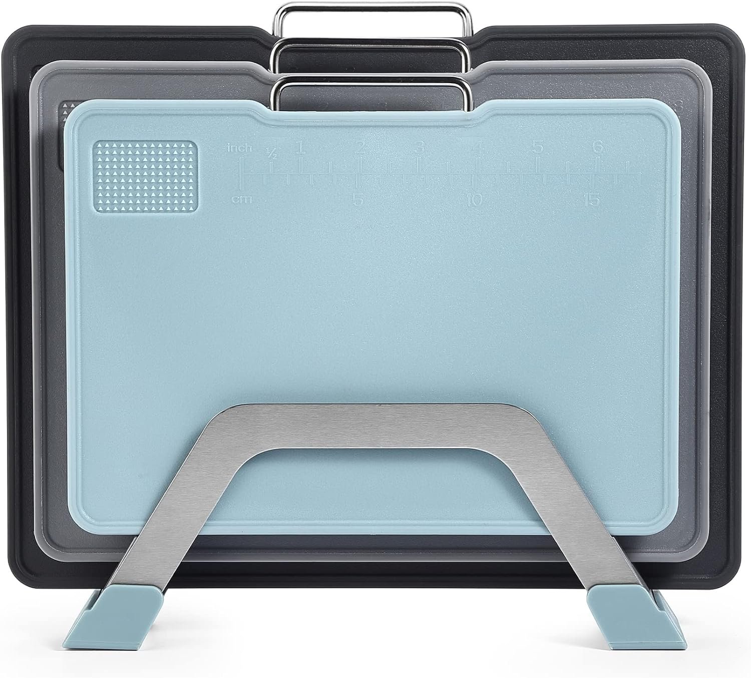 Large Cutting Board Set, Cutting Boards for Kitchen Dishwasher Safe, Plastic Cutting Board with Holder, Chopping Board Set of 3, Juice Grooves, Non-Slip