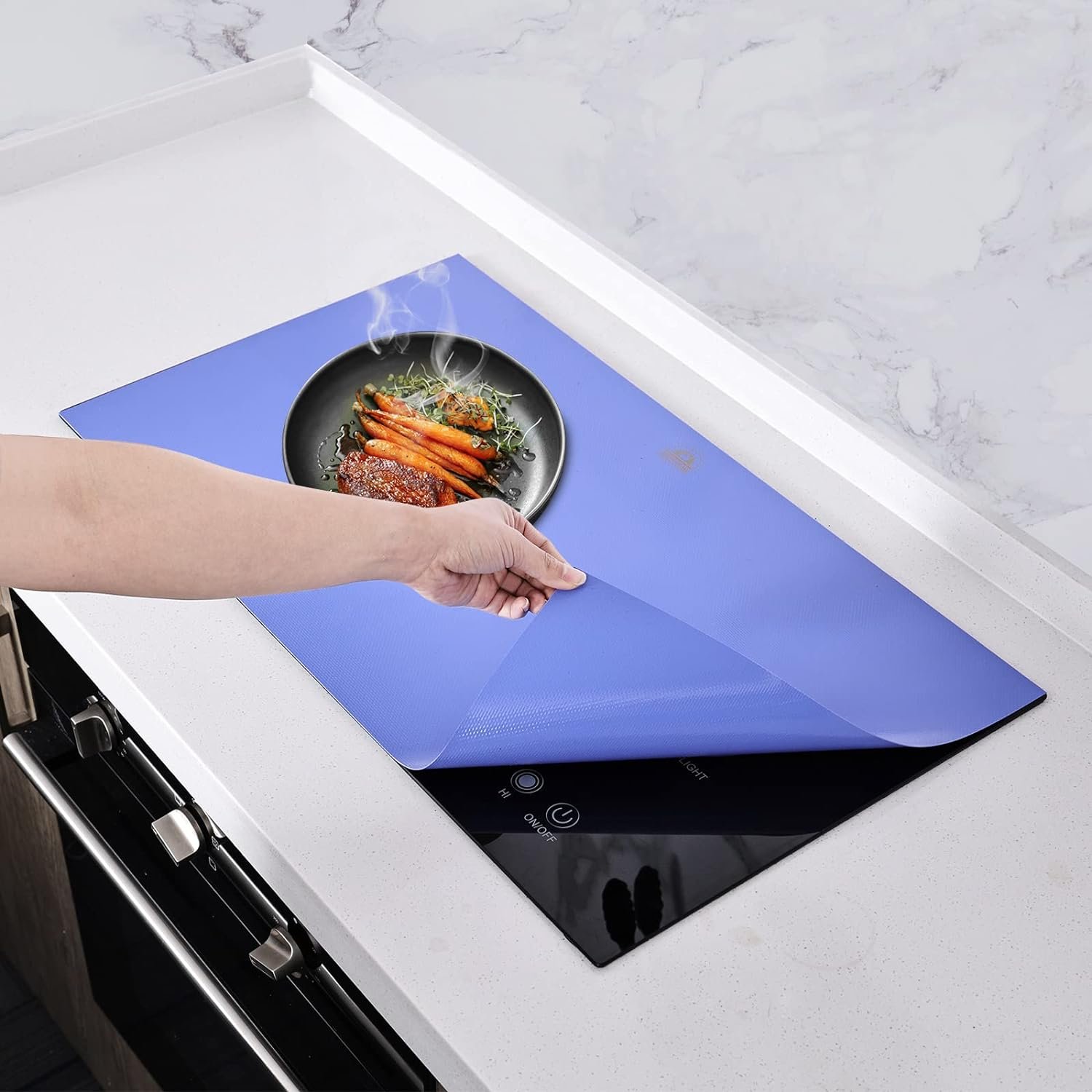 Large Induction Cooktop Protector Mat, (Magnetic) Electric Stove Burner Covers Anti-strikeAnti-scratch as Glass Top Stove Cover,Silicone Induction Cooktop Mat for Electric Stove Top By KitchenRaku