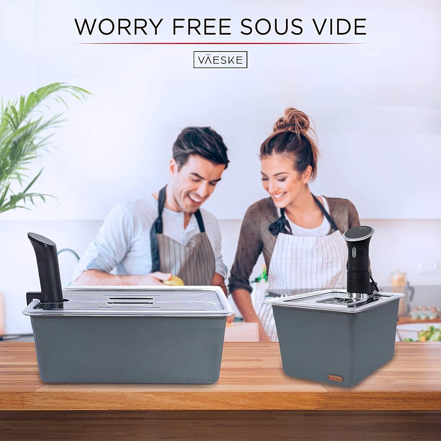 Large Sous Vide Container 26 Quarts with Lid, 2 Sous Vide Racks Insulating Sleeve | Neoprene Retains Heat | Compatible with Anova, Anova Nano, Joule, Instant Pot, Sous Vide Cookers (26 QT) Large Sous Vide Container 26 Quarts with Lid, 2 Sous Vide Racks Insulating Sleeve | Neoprene Retains Heat | Compatible with Anova, Anova Nano, Joule, Instant Pot, Sous Vide Cookers (26 QT)