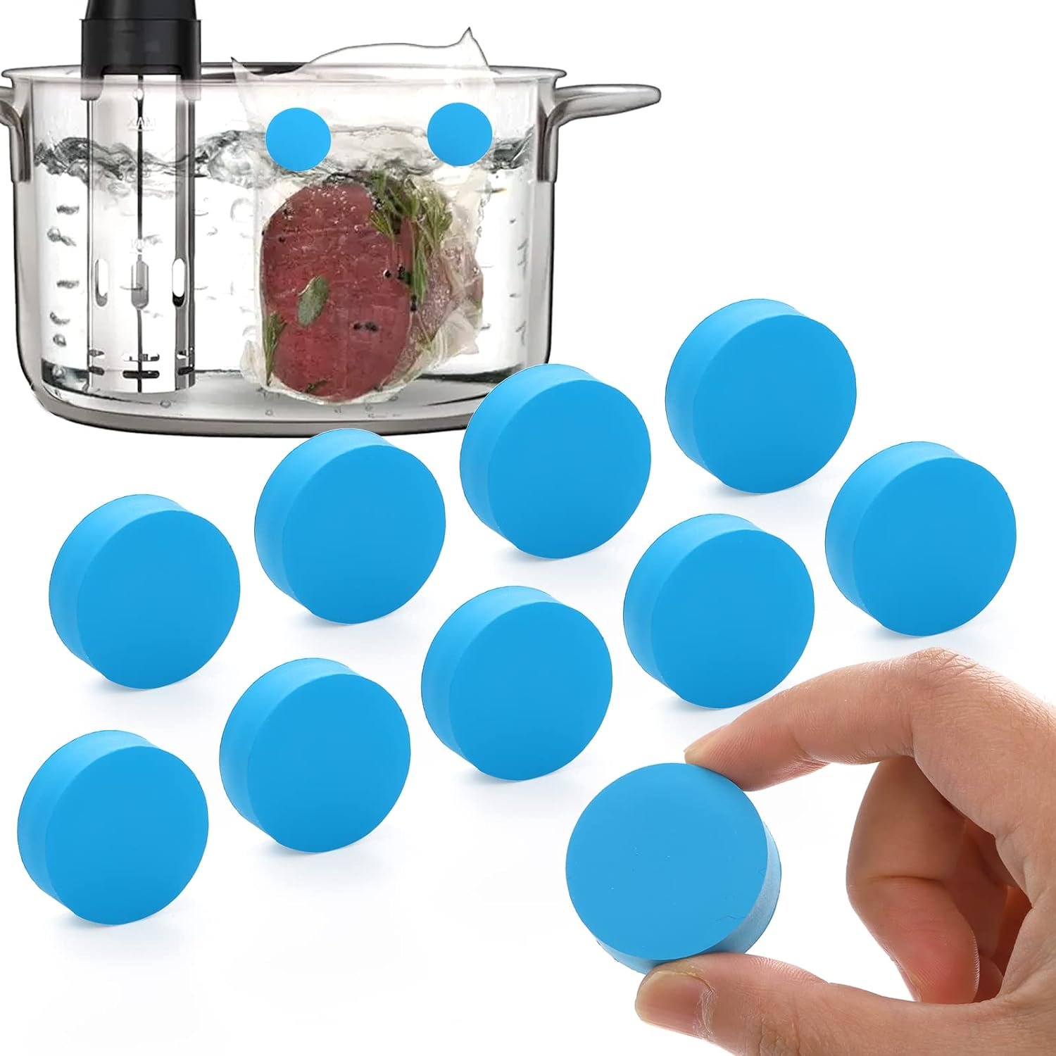 Lawei 10 Pack Sous Vide Magnets, Silicone Sous Vide Weighted Magnets to Keep Bags Submerged and in Place, Silicone Coated Sous Vide Magnets, Alternative to Weights, Balls, Clips and Racks