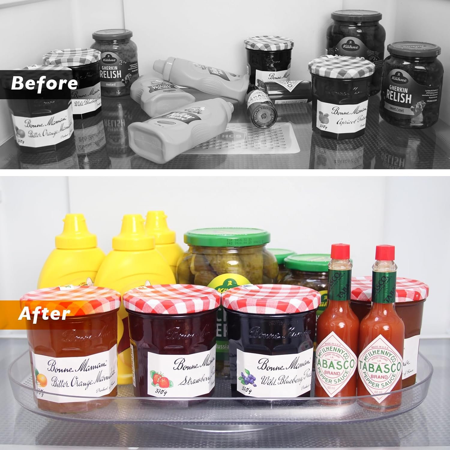 Lazy Susan Turntable for Refrigerator -Rotates 360 Degrees Rectangle Turntable Storage and Organizer, for Fridge Cabinet, Table, Pantry, Kitchen,Countertop |15.7 * 11.8 Clear