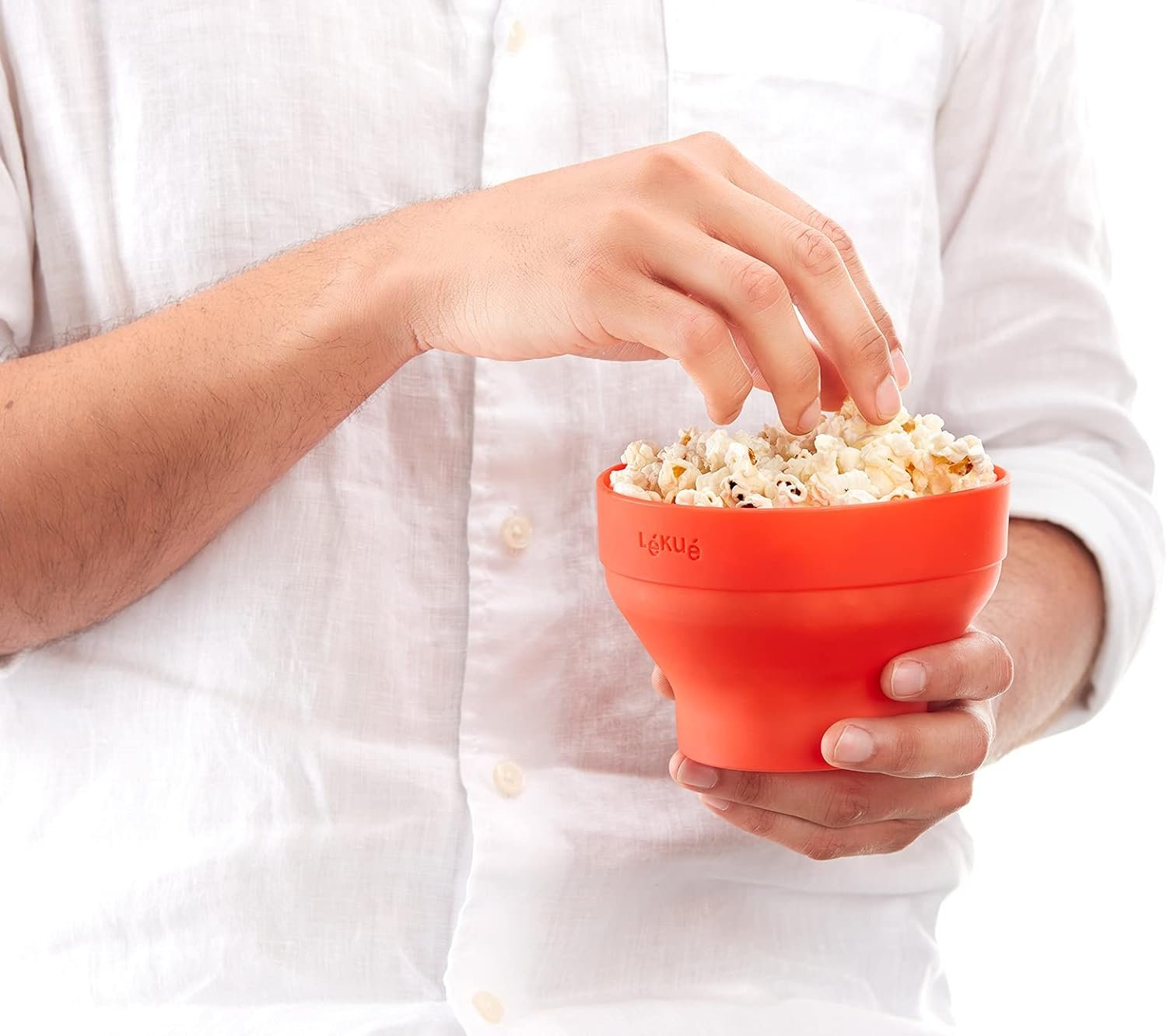 Lékué Mini Microwave Popcorn Maker, Set of 2, Red