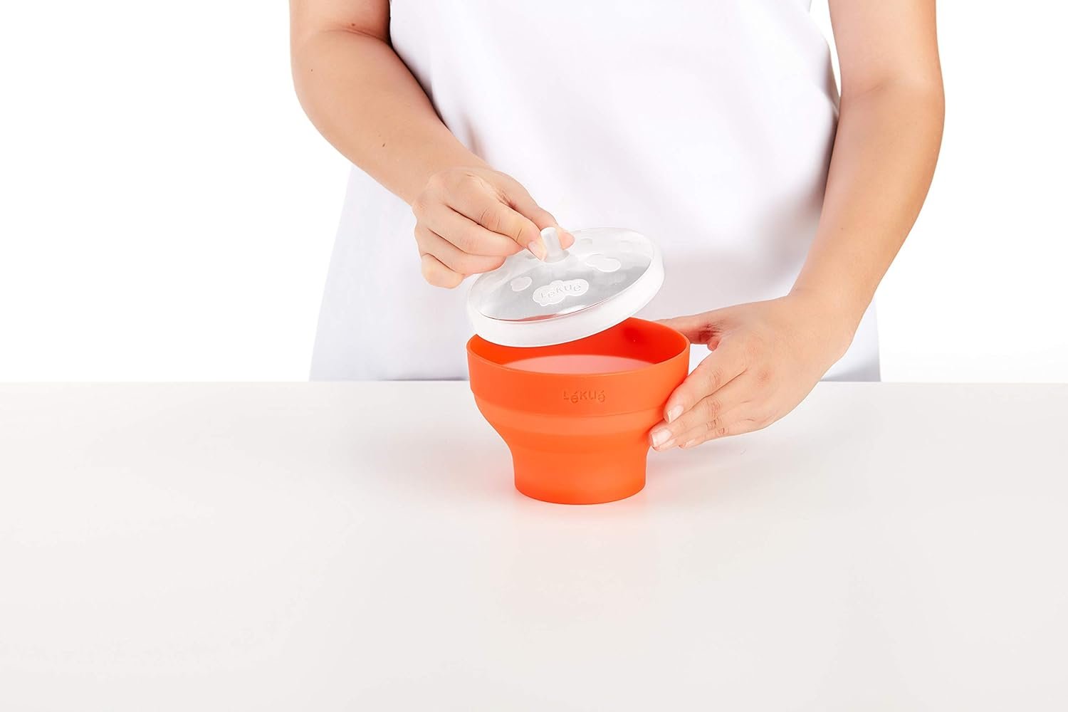 Lékué Mini Microwave Popcorn Maker, Set of 2, Red
