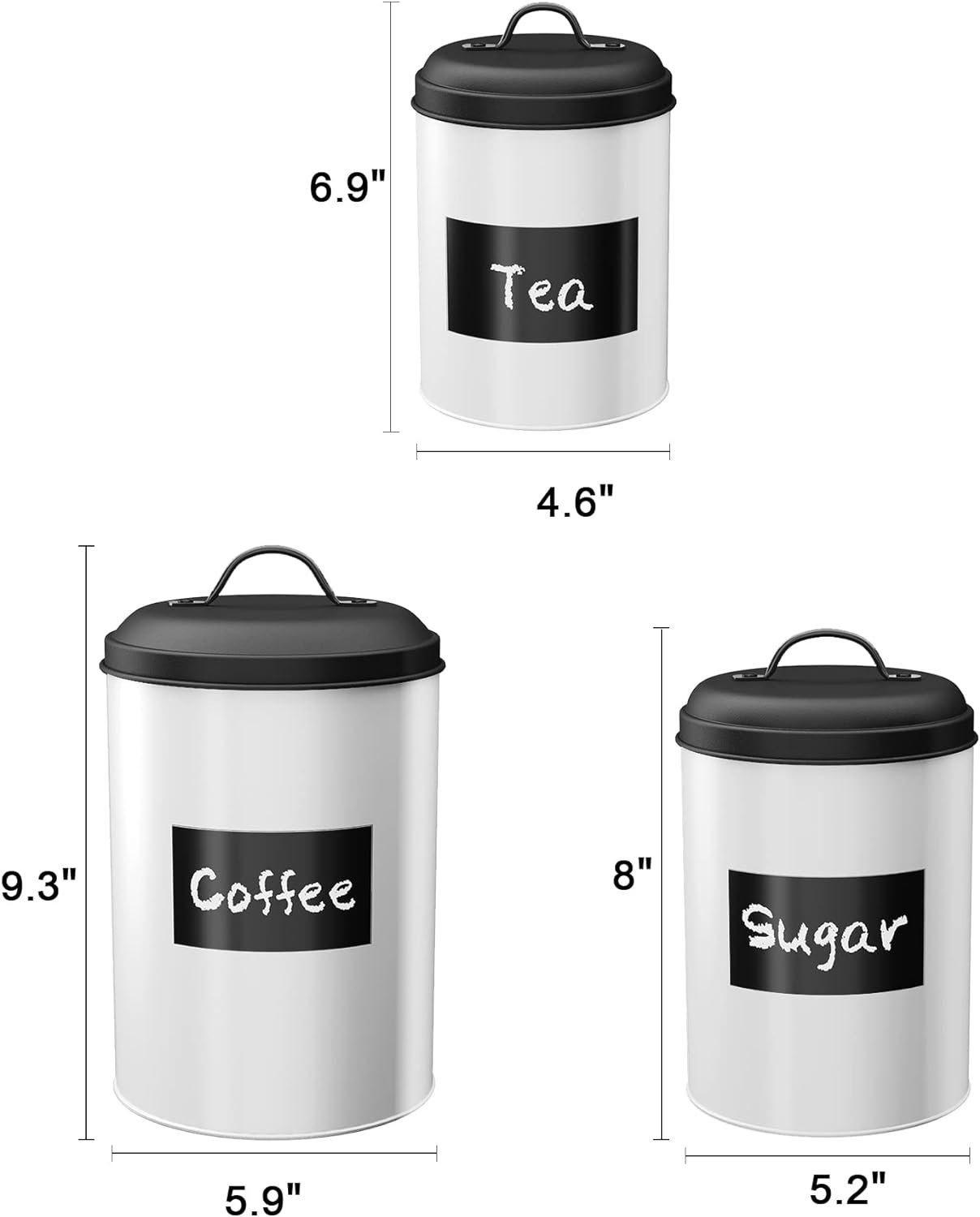 LF LIKEFAIR Red Kitchen Canisters Vintage Kitchen Canisters, Country Rustic Farmhouse Decor for the Kitchen, Coffee Tea Sugar Flour Farmhouse Kitchen Decor with chalboard labels, Metal, Set of 4