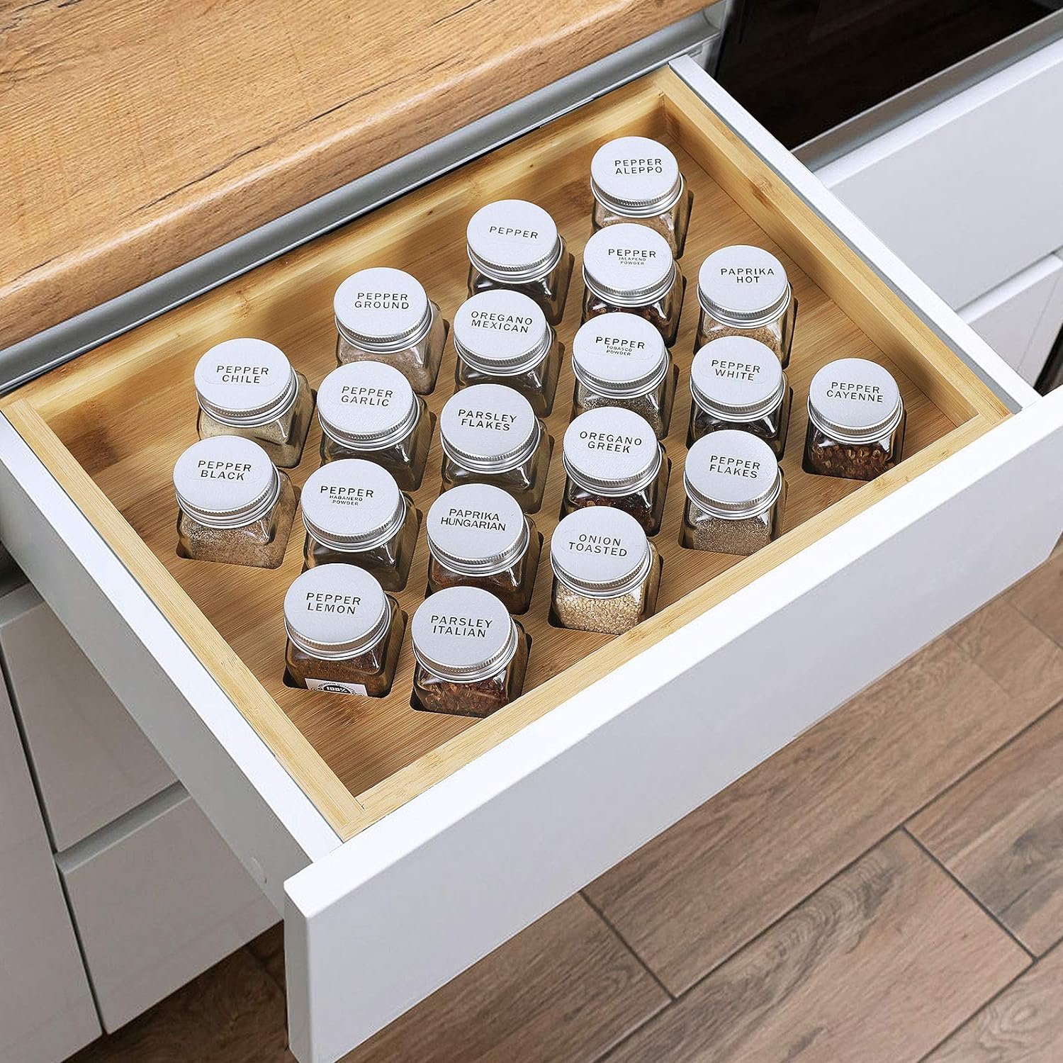 LIANTRAL Spice Rack Organizer, Free Standing Countertop Herb Spice Shelf Holder with 20 Glass Jars for Kitchen Cabinet (rustic brown) LIANTRAL Spice Rack Organizer, Free Standing Countertop Herb Spice Shelf Holder with 20 Glass Jars for Kitchen Cabinet (rustic brown)