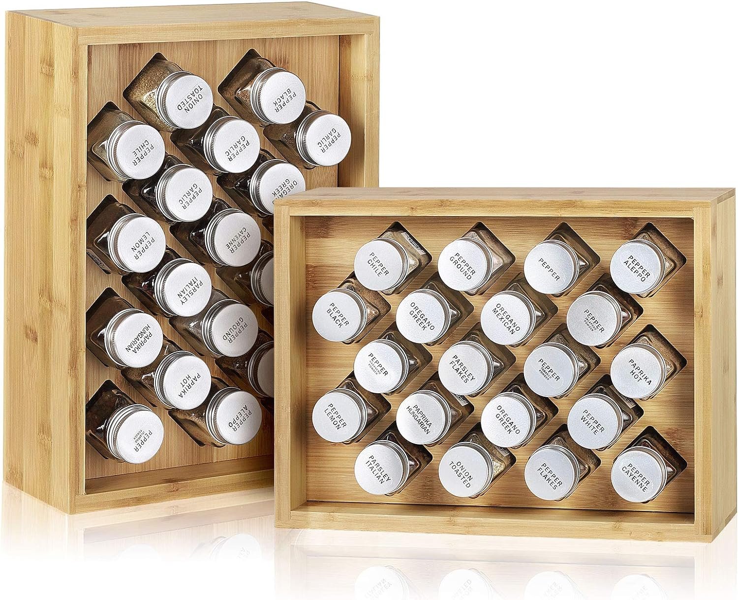 LIANTRAL Spice Rack Organizer, Free Standing Countertop Herb Spice Shelf Holder with 20 Glass Jars for Kitchen Cabinet (rustic brown) LIANTRAL Spice Rack Organizer, Free Standing Countertop Herb Spice Shelf Holder with 20 Glass Jars for Kitchen Cabinet (rustic brown)