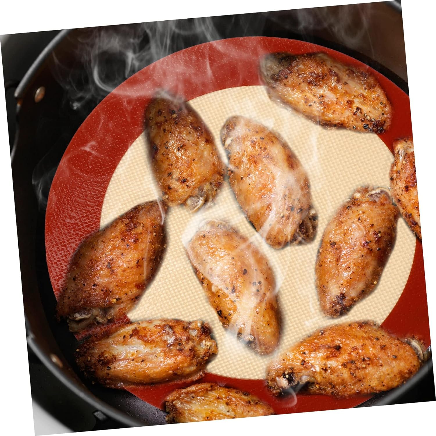 LIFKOME 3pcs Round Silicone Baking Mat Bakeware Pastry Red