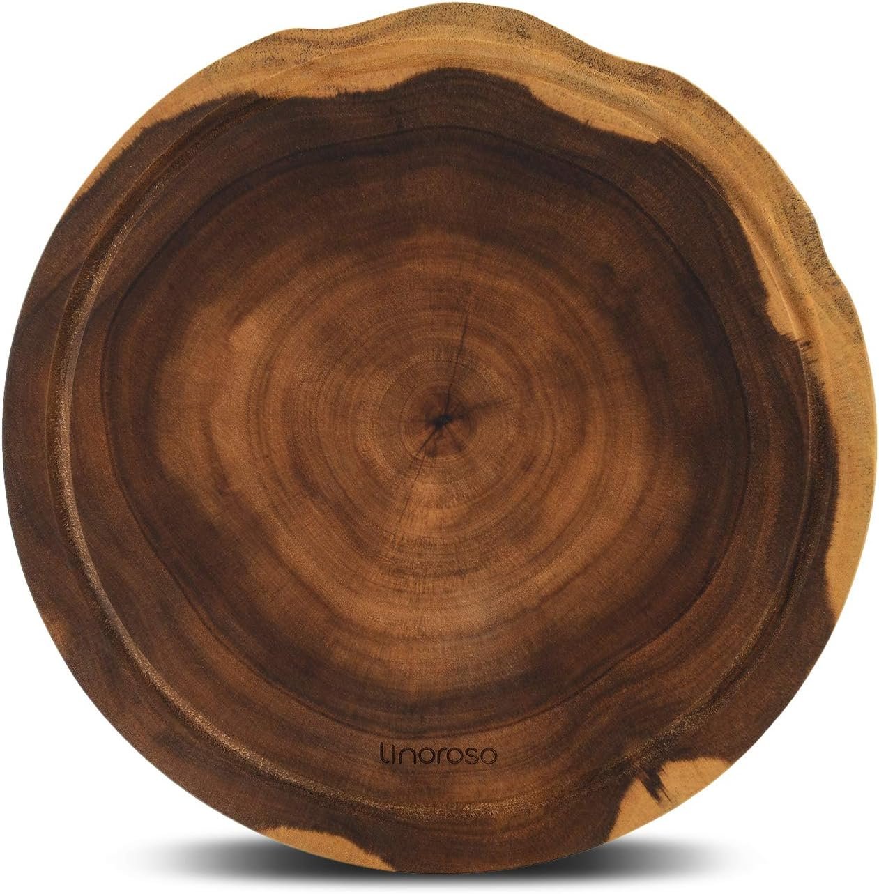 linoroso Round Cutting Board, Exquisite Non-Splicing Acacia Wood Cheese Board, Reversible Round (Dia. 12inch) Charcuterie Boards with Juice Groove (Non-Exact Round, Follows Actual Shape of wood) linoroso Round Cutting Board, Exquisite Non-Splicing Acacia Wood Cheese Board, Reversible Round (Dia. 12inch) Charcuterie Boards with Juice Groove (Non-Exact Round, Follows Actual Shape of wood)