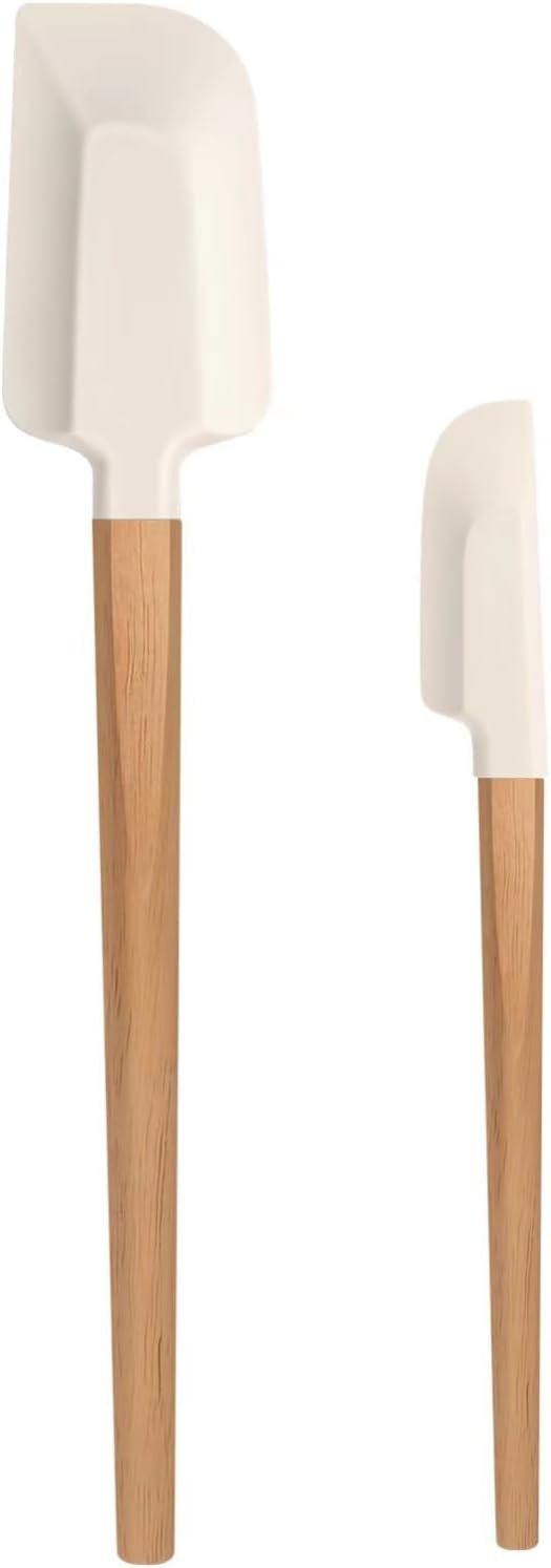 LorisArm Wooden Handle Spatula Set, 12  9 Rubber Spatula Silicone Spatulas for Baking Cooking and Mixing.