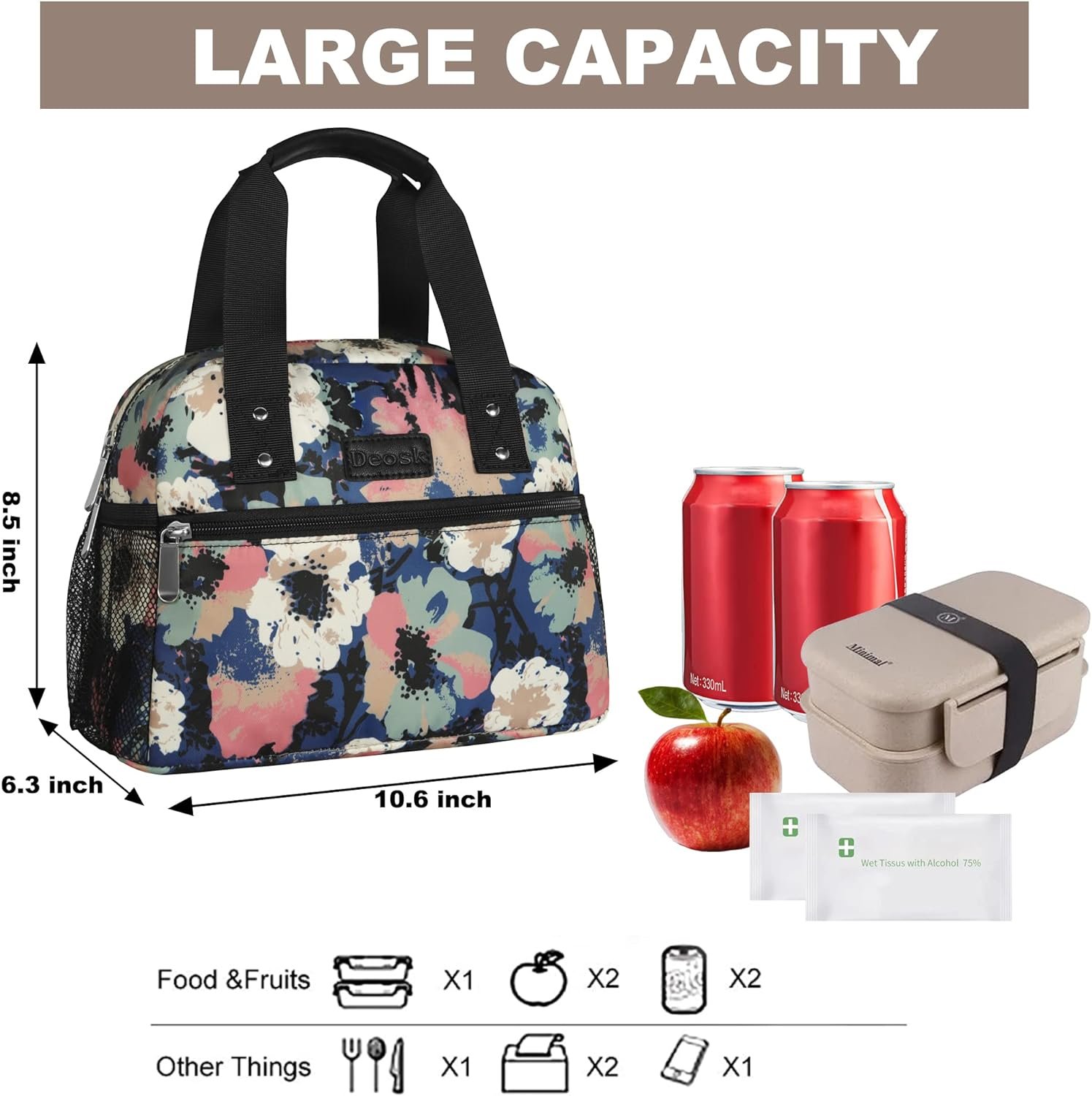 Lunch Bag for Women Freezable Lunch Tote Bag Organizer Reusable Cooler Lunch Box for Adult Outdoor Work,School and Picnic Insulated Lunch Bag with Pocket (Gray) Lunch Bag for Women Freezable Lunch Tote Bag Organizer Reusable Cooler Lunch Box for Adult Outdoor Work,School and Picnic Insulated Lunch Bag with Pocket (Gray)