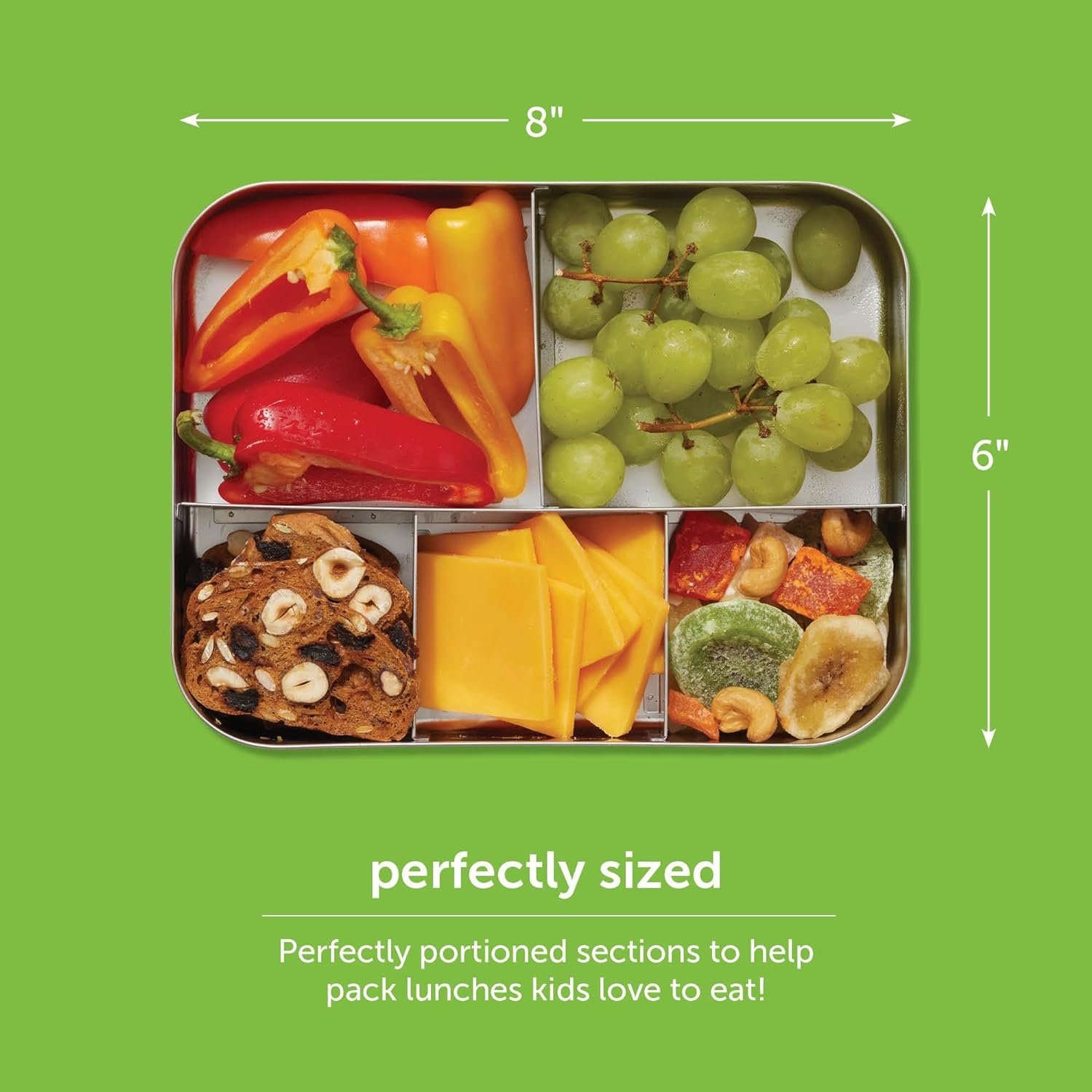 LunchBots Large Trio Stainless Steel Lunch Container -Three Section Design for Sandwich and Two Sides - Metal Bento Lunch Box - Eco-Friendly - Stainless Lid - Staineless Steel LunchBots Large Trio Stainless Steel Lunch Container -Three Section Design for Sandwich and Two Sides - Metal Bento Lunch Box - Eco-Friendly - Stainless Lid - Staineless Steel