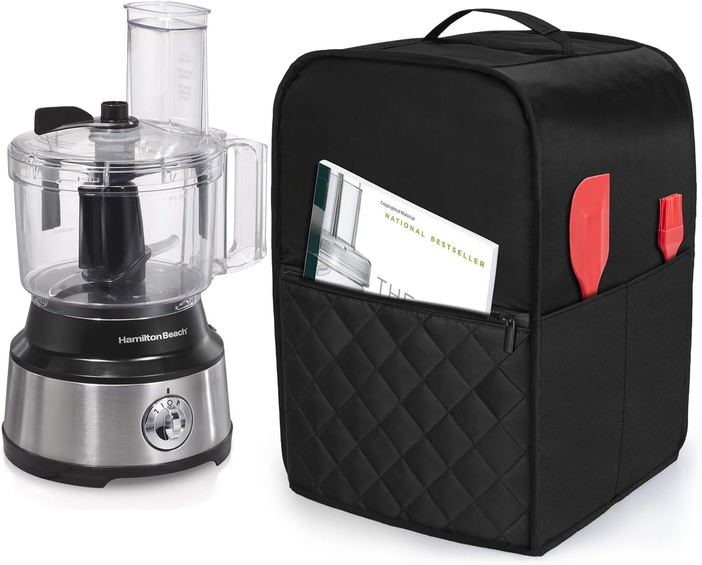 Luxja Food Processor Cover for Cuisinart and Hamilton Beach 10-14 Cup Processor, Food Processor Dust Cover with Accessories Pockets, Gray