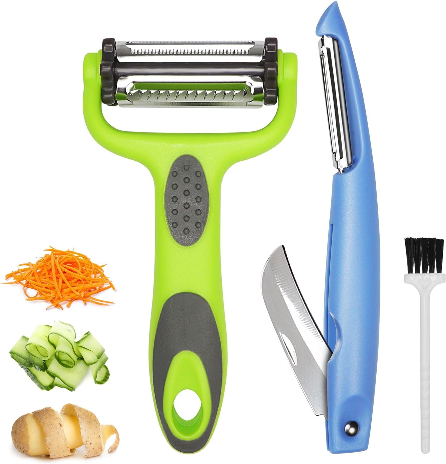 M Jingmei Vegetable Peeler Potato Peelers for Kitchen, Y and I Multi 3 In 1 Peeler Set, Carrot Cucumber Julienne Peeler with Stainless Steel Blade