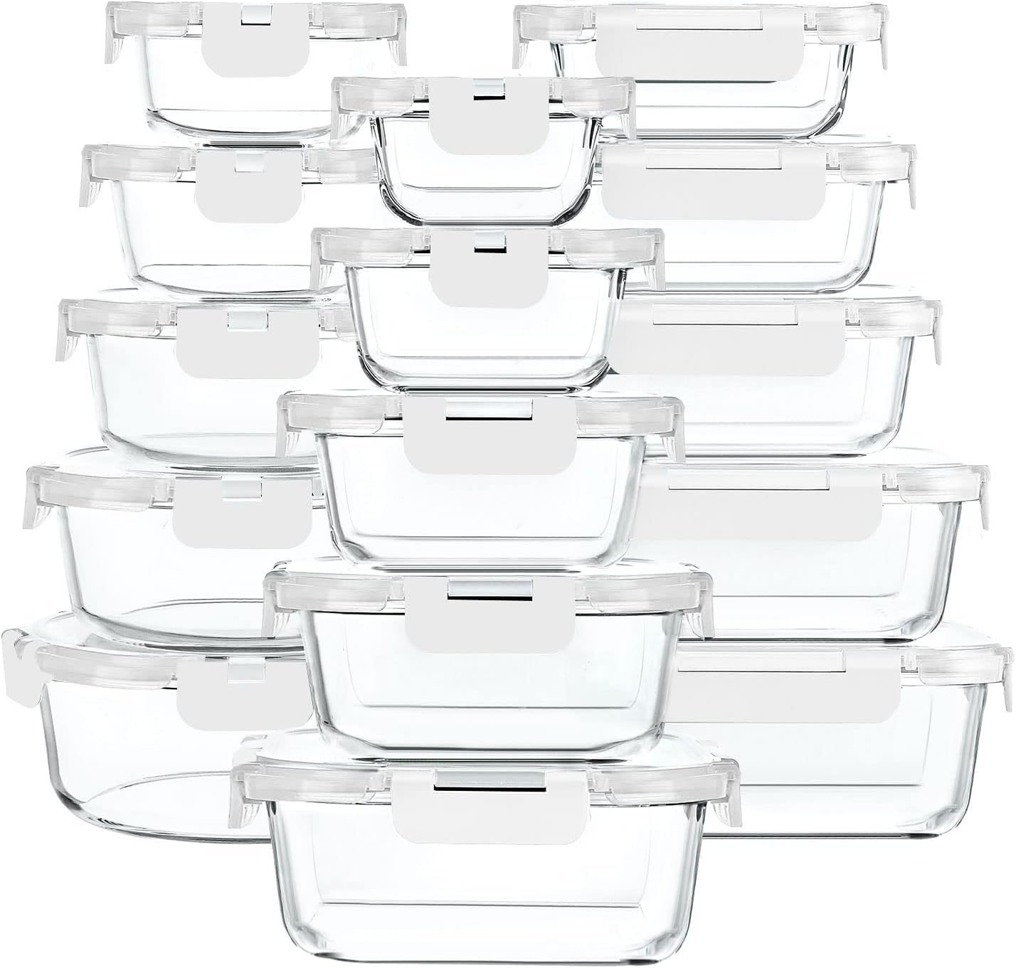 M MCIRCO 30 Pieces Glass Food Storage Containers with Upgraded Snap Locking Lids,Glass Meal Prep Containers Set - Airtight Lunch Containers, Microwave, Oven, Freezer and Dishwasher Friendly (White) M MCIRCO 30 Pieces Glass Food Storage Containers with Upgraded Snap Locking Lids,Glass Meal Prep Containers Set - Airtight Lunch Containers, Microwave, Oven, Freezer and Dishwasher Friendly (White)