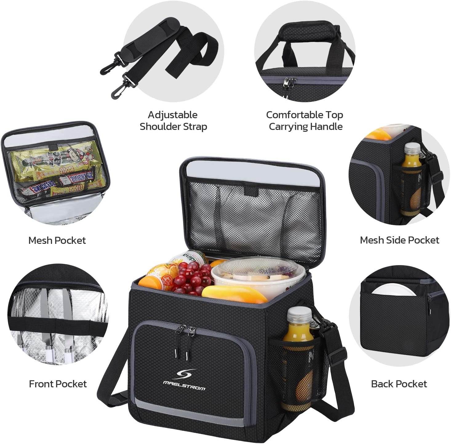 Maelstrom Lunch Box for Men,Insulated Lunch Bag Women/Men,Leakproof Lunch Cooler Bag, Lunch Tote Bag