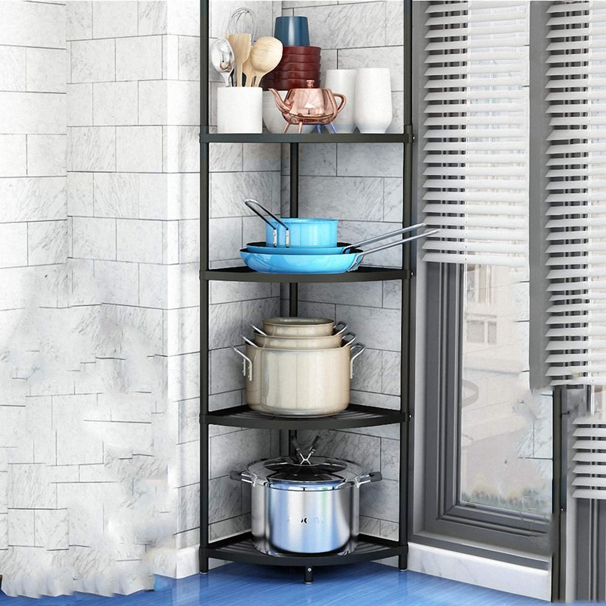 MAGCOLOR 5-Tier Kitchen Corner Shelf Rack, Free Standing Pot Rack for Organizer Stainless Steel Cookware Stand