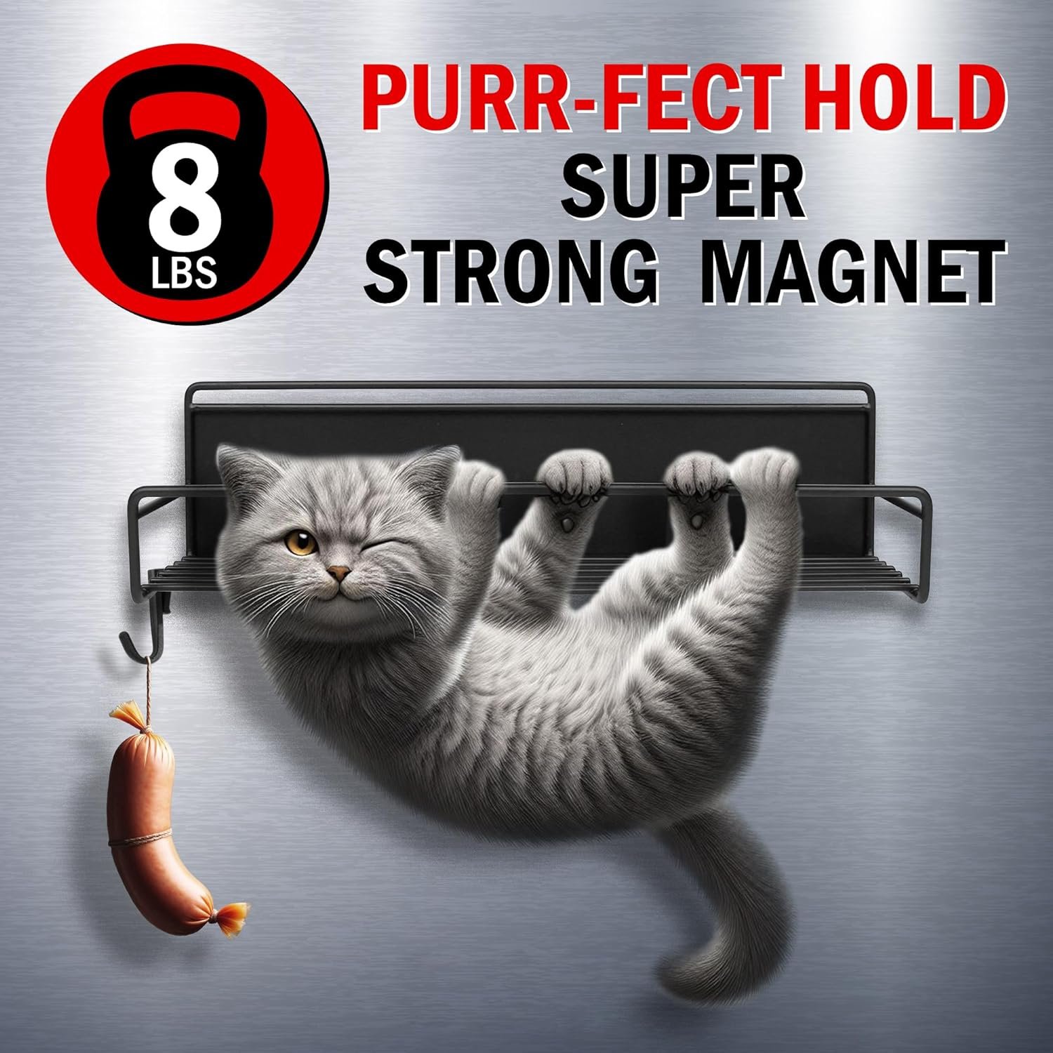 Magnetic Spice Rack for Refrigerator - Extra Strong Magnetic Hold and Enhanced Storage Capacity with 2 Medium  2 Large Shelves - Space Saving Magnetic Shelf for Fridge, Includes 5 Bag Clips  8 Hooks Magnetic Spice Rack for Refrigerator - Extra Strong Magnetic Hold and Enhanced Storage Capacity with 2 Medium  2 Large Shelves - Space Saving Magnetic Shelf for Fridge, Includes 5 Bag Clips  8 Hooks