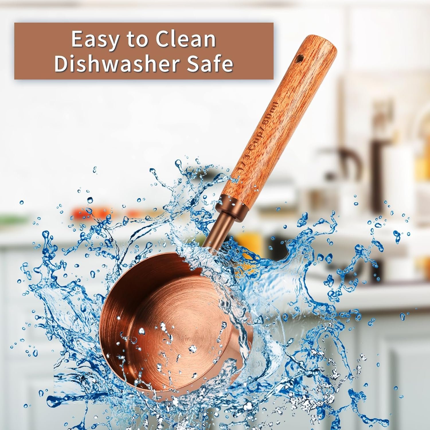 Malmo Measuring Cup with Wooden Handle, 1-3/4-1/2-1/3-1/4 Cup Titanium-plating 250-180-125-80-60 ml Stainless Steel (Rose Gold, 3/4 Cup) Malmo Measuring Cup with Wooden Handle, 1-3/4-1/2-1/3-1/4 Cup Titanium-plating 250-180-125-80-60 ml Stainless Steel (Rose Gold, 3/4 Cup)