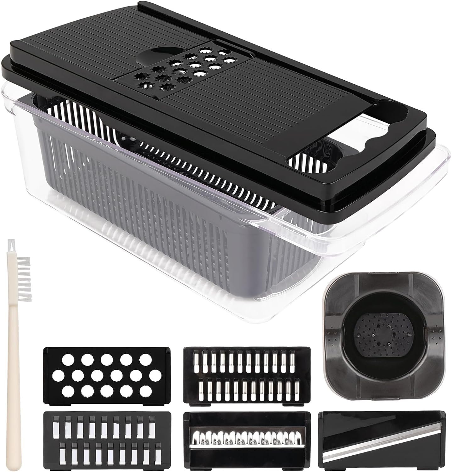 Mandoline Slicer for Kitchen Professional, Stainless Steel Mandoline Slicer for Kitchen Professional, Slicer Multi Blade Removable Slicer, Potato Veggie Slicer (Black）