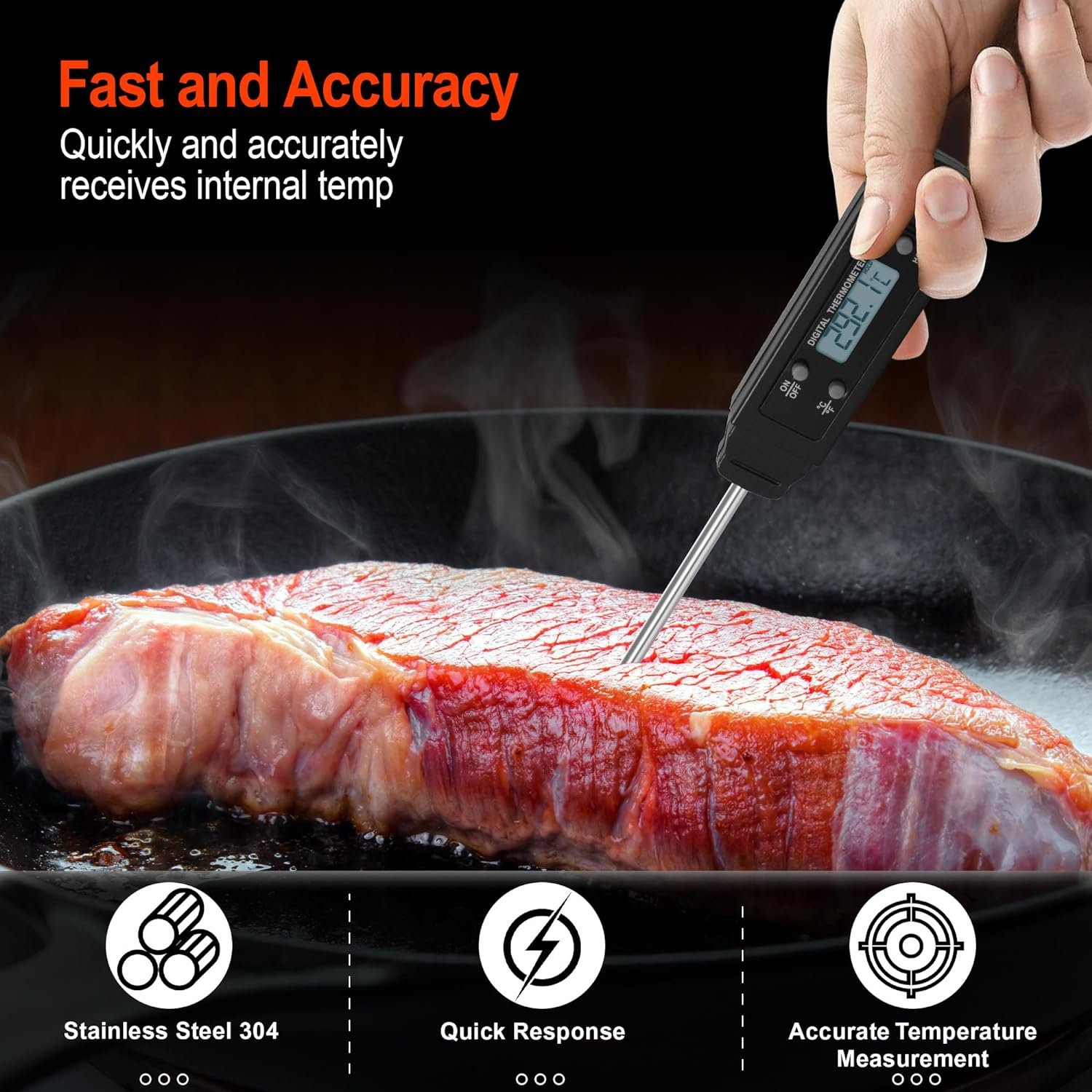 MASTER COOK Meat Thermometer, Waterproof Digital Meat Thermometer for Cooking and Grilling Instant Read Food Thermometer Grill Thermometer, Black MASTER COOK Meat Thermometer, Waterproof Digital Meat Thermometer for Cooking and Grilling Instant Read Food Thermometer Grill Thermometer, Black