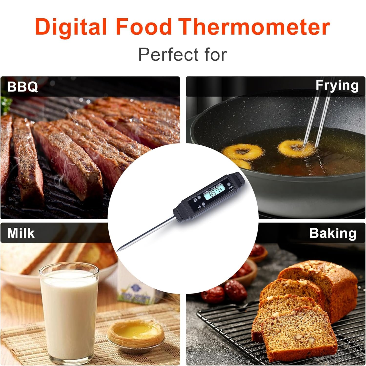 MASTER COOK Meat Thermometer, Waterproof Digital Meat Thermometer for Cooking and Grilling Instant Read Food Thermometer Grill Thermometer, Black MASTER COOK Meat Thermometer, Waterproof Digital Meat Thermometer for Cooking and Grilling Instant Read Food Thermometer Grill Thermometer, Black