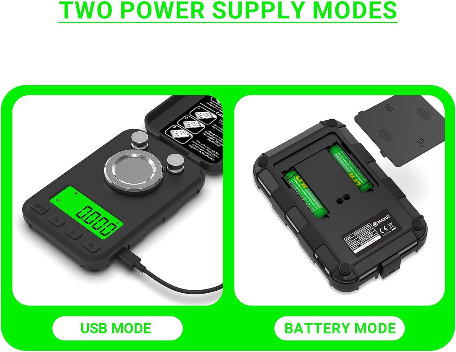 MAXUS Reloading Scale 50g/0.001g with Powder Trickler, Powder Scale with 3 Backlight Colors, Milligram Scale with Repeat Mode MAXUS Reloading Scale 50g/0.001g with Powder Trickler, Powder Scale with 3 Backlight Colors, Milligram Scale with Repeat Mode