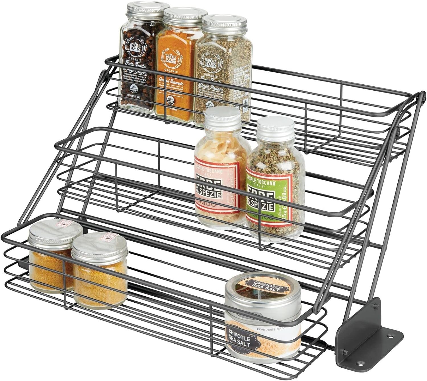 mDesign Metal 3-Tier Pull Down Spice Rack, Easy Reach Retractable Large Capacity Kitchen Storage Shelf Organizer for Cabinet/Pantry, Hold Seasoning Jars, Bottles, Shakers, Linelle Collection, Graphite mDesign Metal 3-Tier Pull Down Spice Rack, Easy Reach Retractable Large Capacity Kitchen Storage Shelf Organizer for Cabinet/Pantry, Hold Seasoning Jars, Bottles, Shakers, Linelle Collection, Graphite