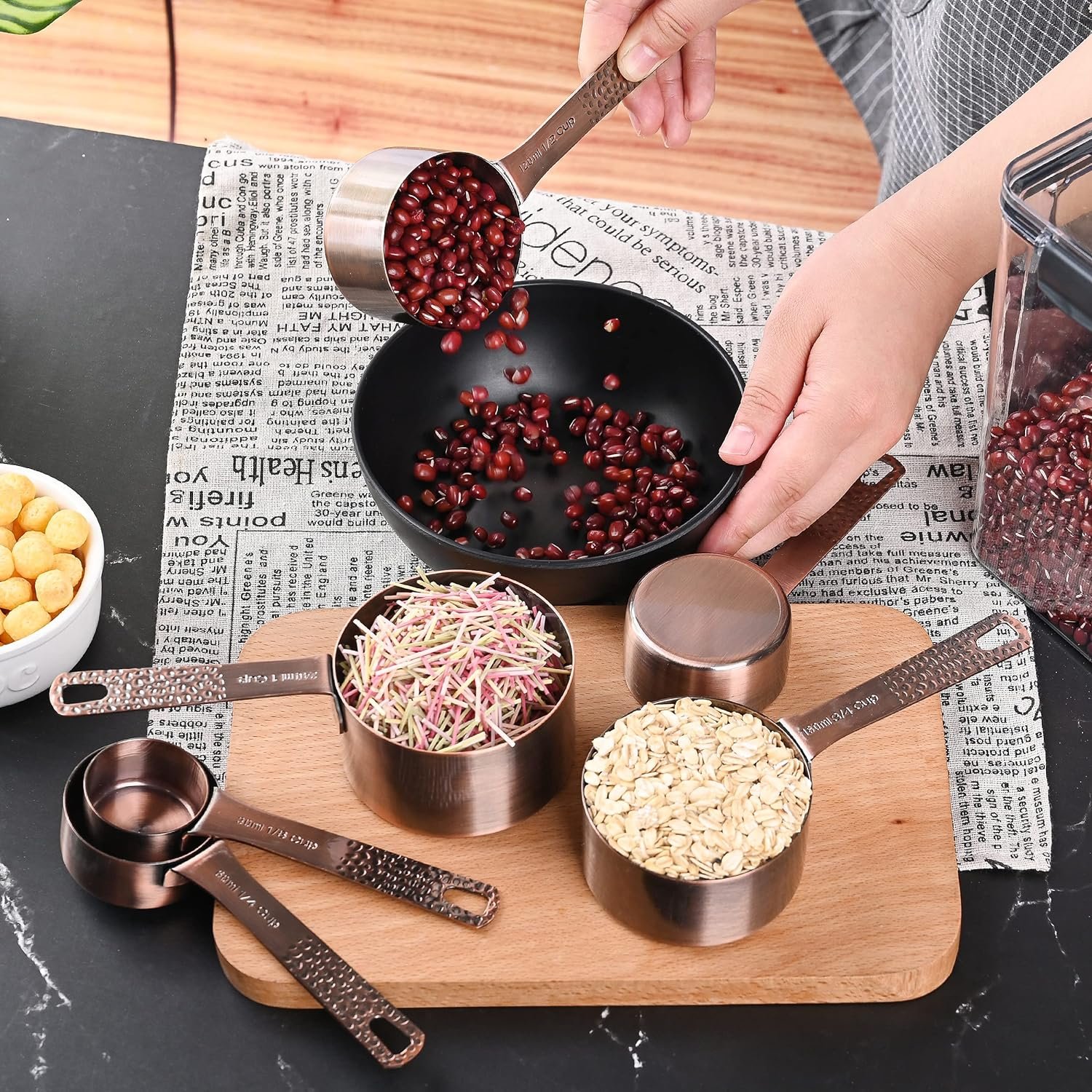 Measuring Cups and Spoons Set, Copper Measuring Cups and Spoons, Stainless Steel Measuring Cups and Spoons, 5 Measurer cups 6 Measure Spoons, Copper Measure Cups, Copper Measuring Spoons