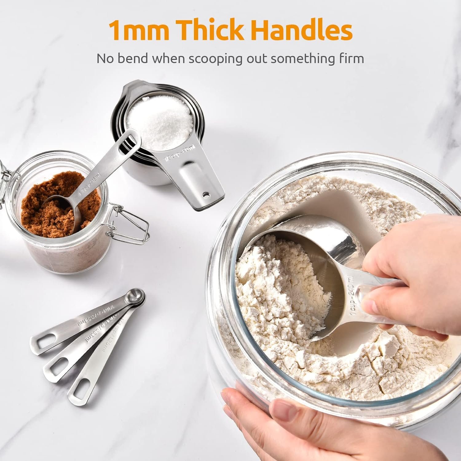 Measuring Cups, U-Taste Measuring Cups and Spoons Set of 15 in 18/8 Stainless Steel : 7 Measuring Cups and 7 Measuring Spoons with 2 D-Rings and 1 Professional Magnetic Measurement Conversion Chart