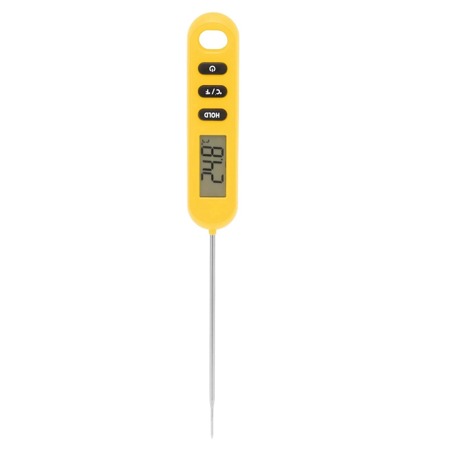 Meat Food Candy Thermometer, Digital Calibration Function Fast Reading Cooking Thermometer with Hanging Hole for Home Baking (Orange)