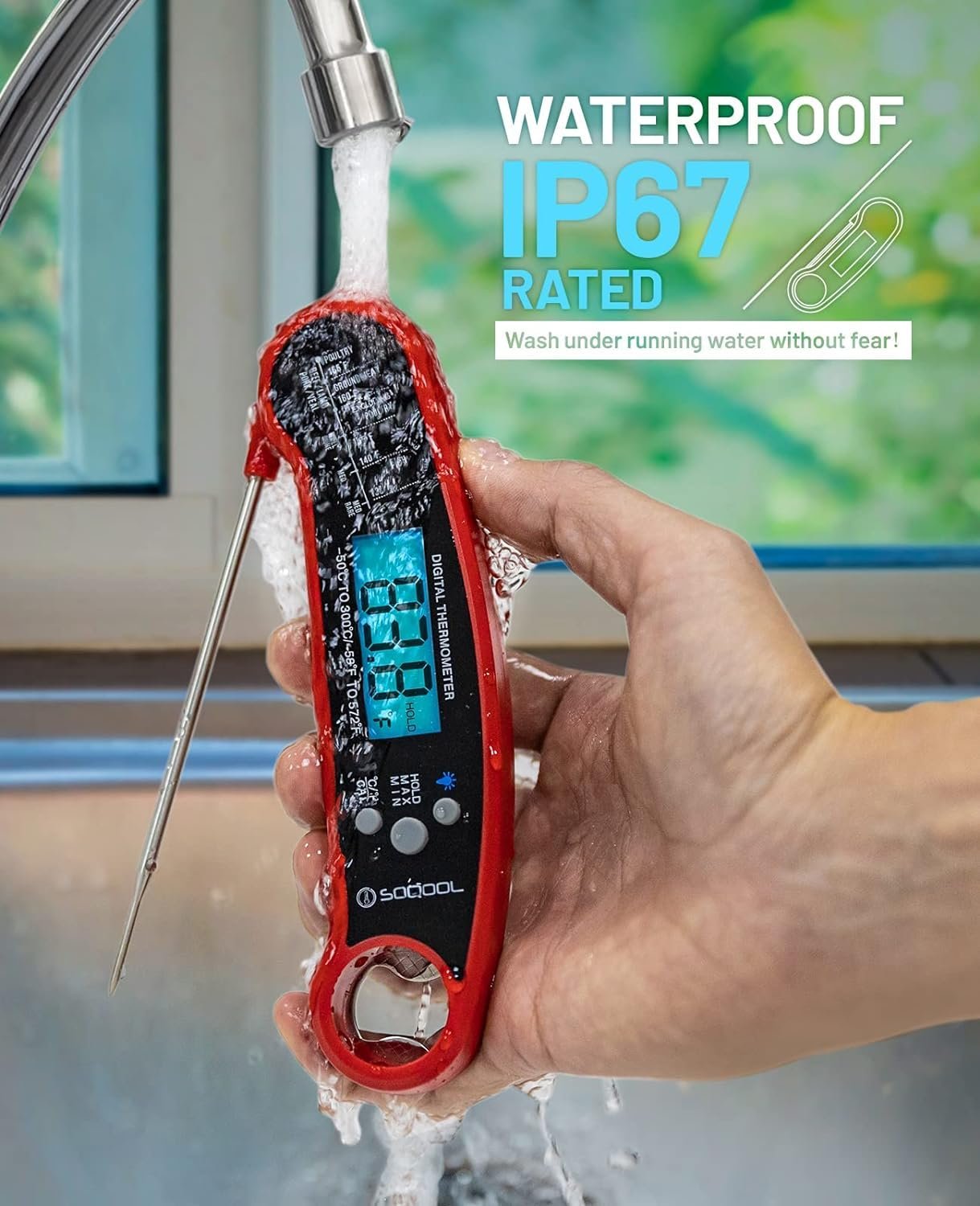 Meat Thermometer Digital, SOQOOL Instant Read Food Thermometers for Kitchen Cooking with Probe, Backlight, Magnet, Waterproof, for Candy, Grill BBQ, Oil Deep Fry, Baking,Turkey  Liquids(2 Pack) Meat Thermometer Digital, SOQOOL Instant Read Food Thermometers for Kitchen Cooking with Probe, Backlight, Magnet, Waterproof, for Candy, Grill BBQ, Oil Deep Fry, Baking,Turkey  Liquids(2 Pack)