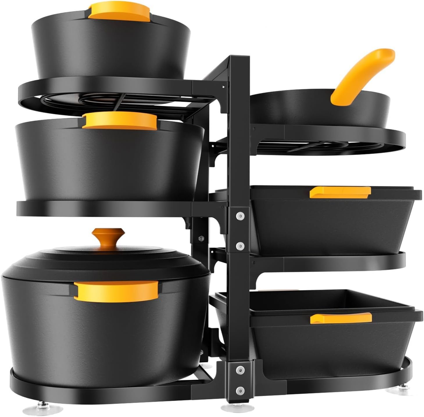 Mega Clearence Sale Half Save 6Tier, Pot and Pan Organizer for Cabinet, Pan Organizer Rack for Cabinet, Pot Organizer Rack for Under Cabinet, Pot Lid Organizer for Cabinet, Black