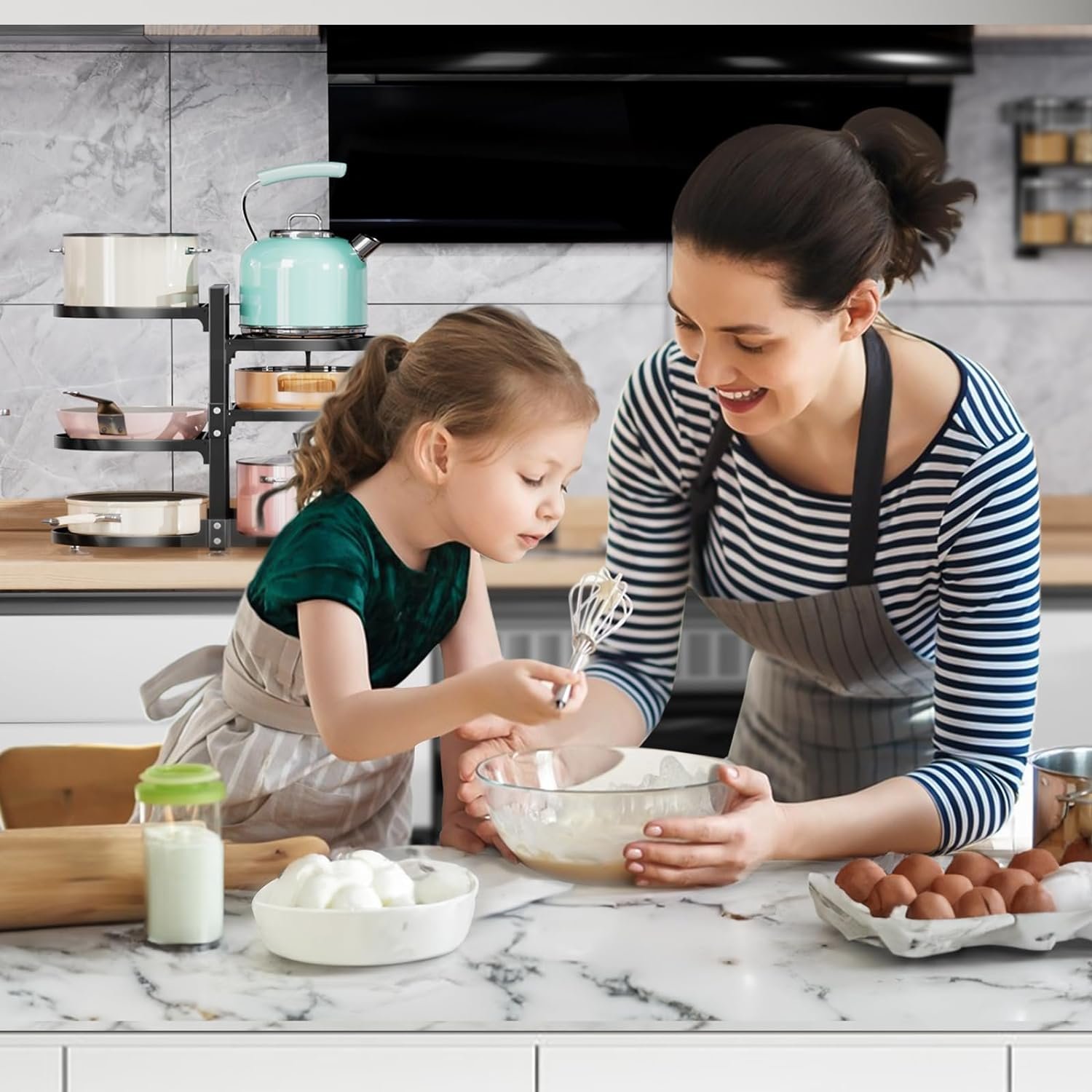 Mega Clearence Sale Half Save 6Tier, Pot and Pan Organizer for Cabinet, Pan Organizer Rack for Cabinet, Pot Organizer Rack for Under Cabinet, Pot Lid Organizer for Cabinet, Black