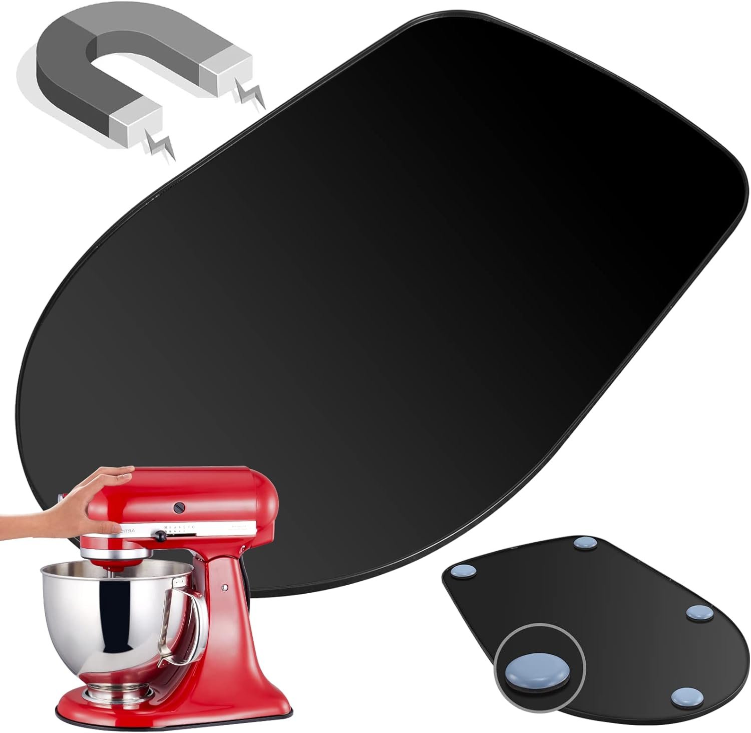 Metal Mixer Slider Mat Combined with Teflon Self Stick Sliding Sliders for Kitchenaid 4.5-5Qt Tilt-head Stand Mixer, Countertop Storage Mover Caddy Compatible with 4.5-5Qt Stand Mixer Artisan Classic